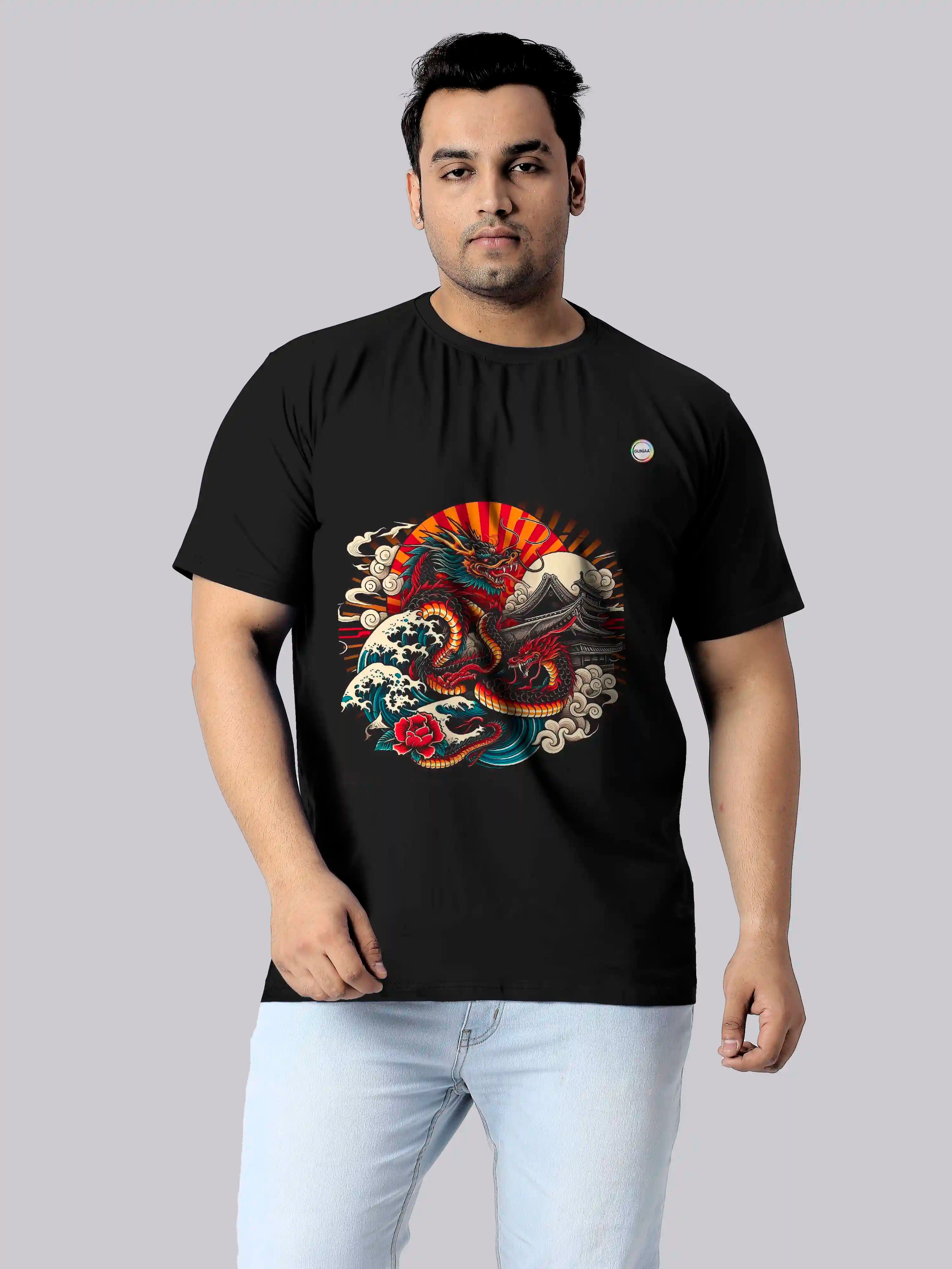 Japanese Dragons Digital Printed Plus Size T-shirt