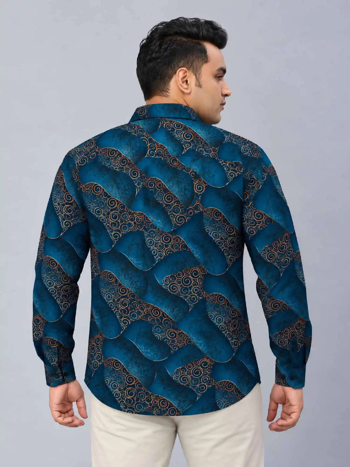 Royal Eclipse  Floral Digital Printed Men's Plus Size Full Sleeve Shirt
