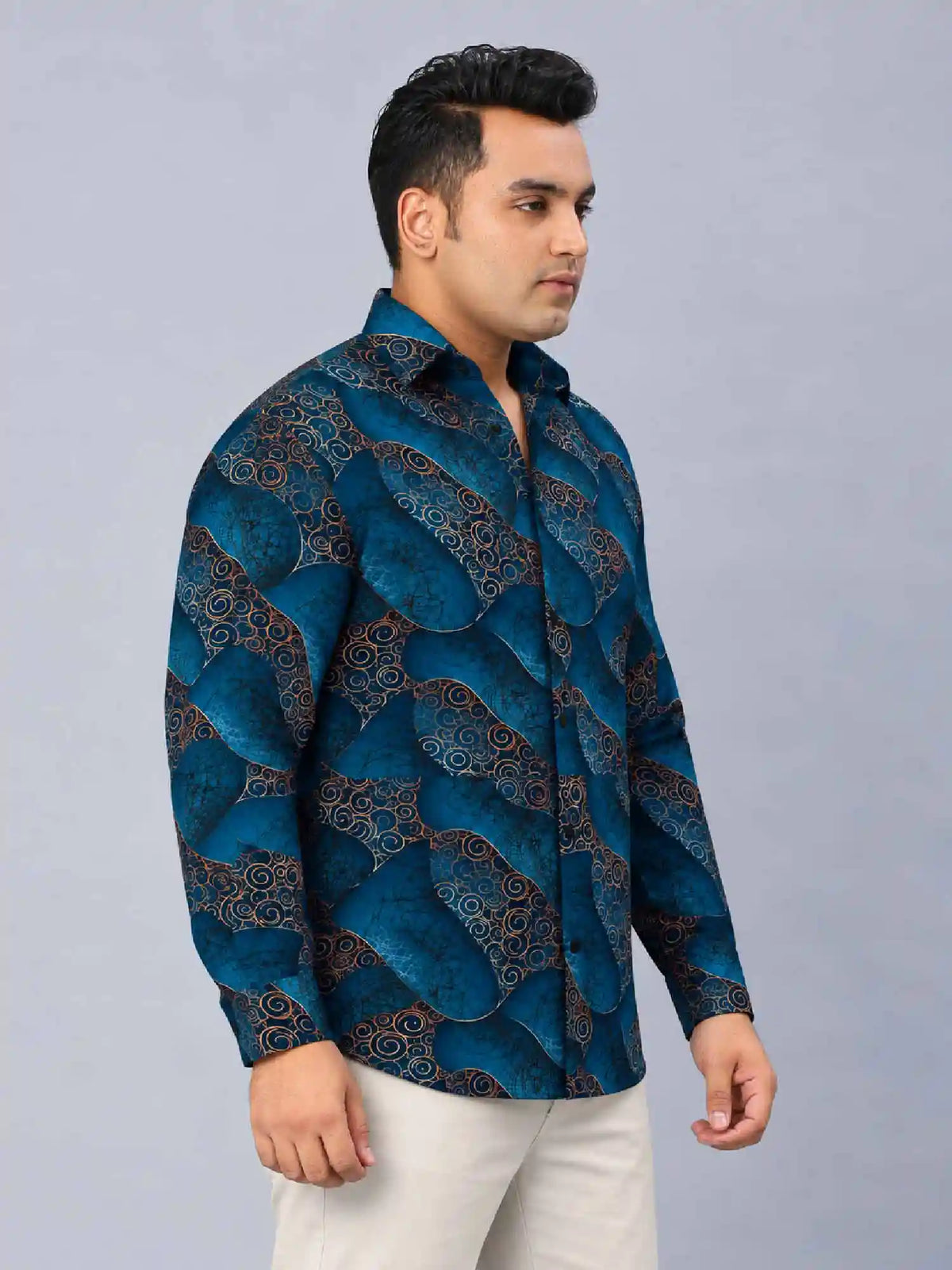 Royal Eclipse  Floral Digital Printed Men's Plus Size Full Sleeve Shirt