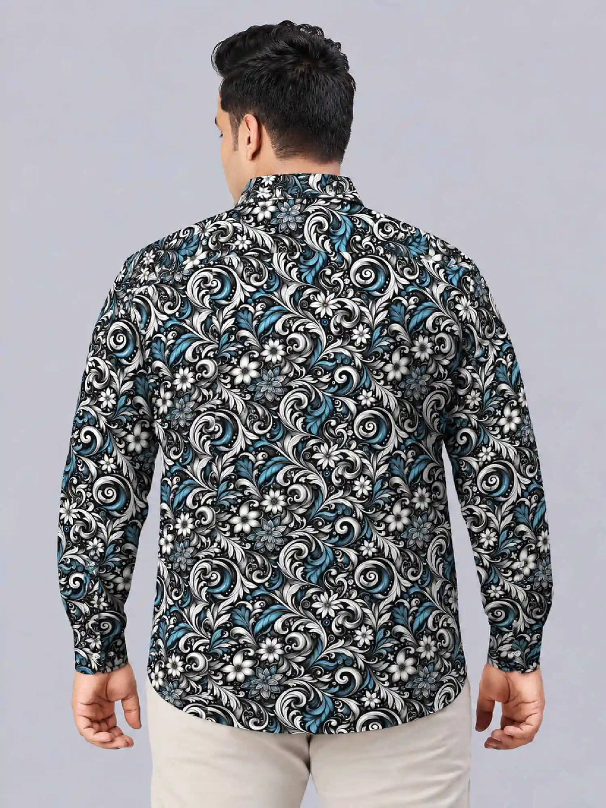 Vintage Digital Printed Men's Plus Size Full Sleeve Shirt