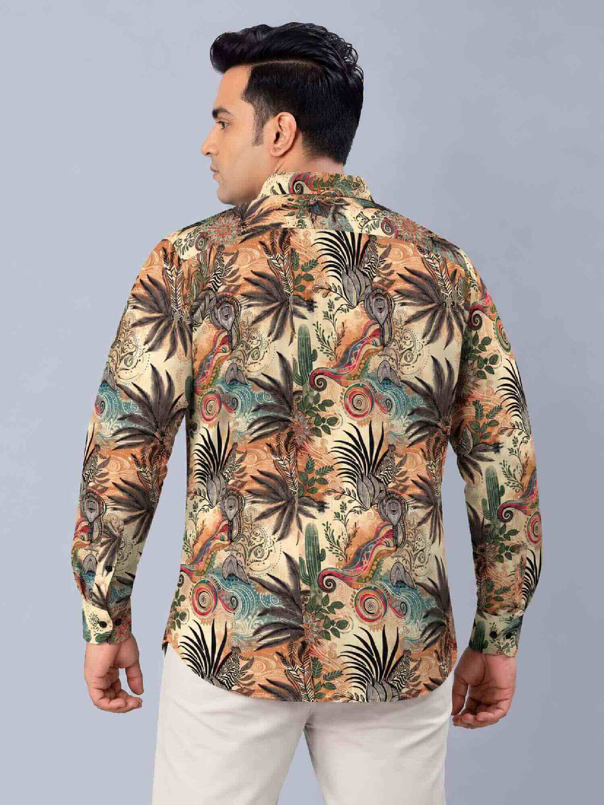 Desert Bloom Digital Printed Men's Plus Size Full Sleeve Shirt