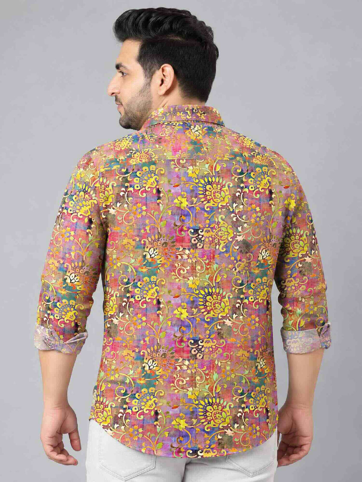 Flowers and Vines Digital Printed Men's Plus Size Full Sleeve Shirt