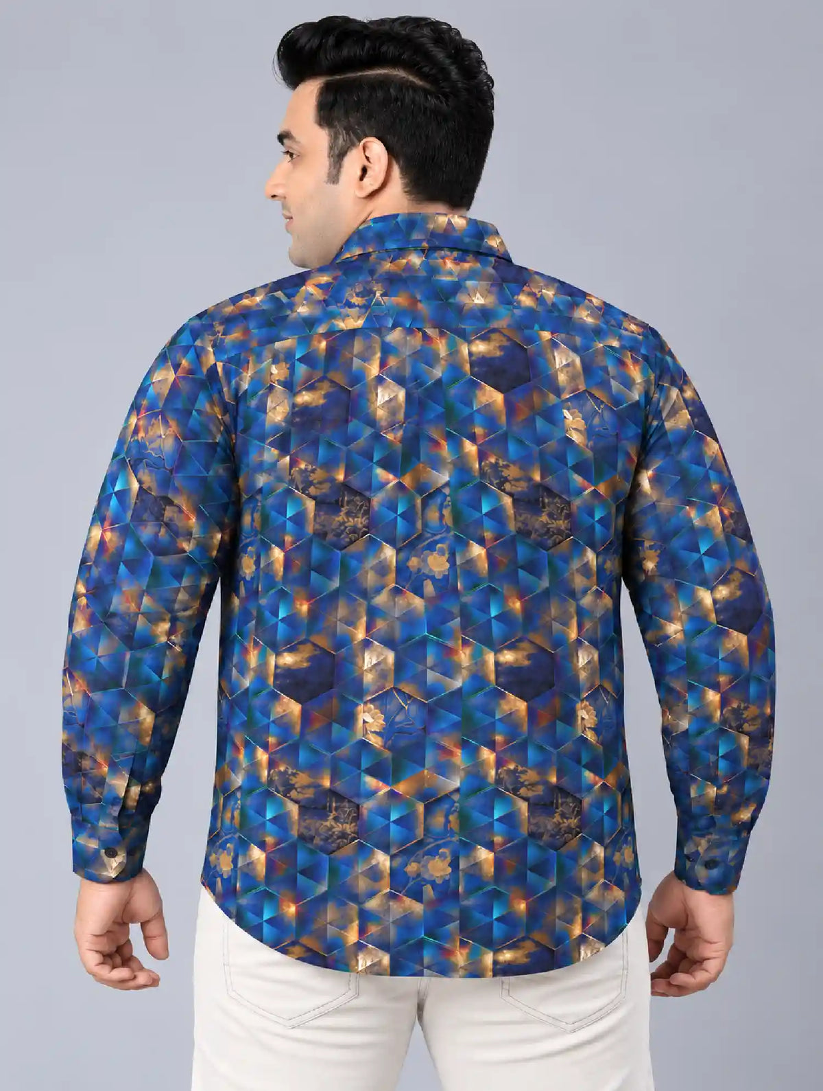 Holographic Digital Printed Men's Plus Size Full Sleeve Shirt