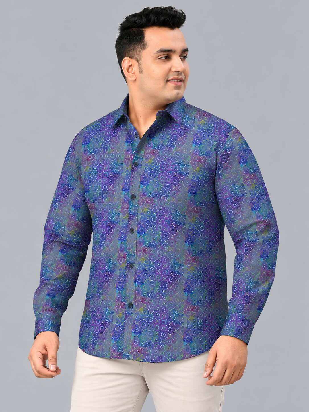 Aboriginal Artist Digital Printed Men's Plus Size Full Sleeve Shirt