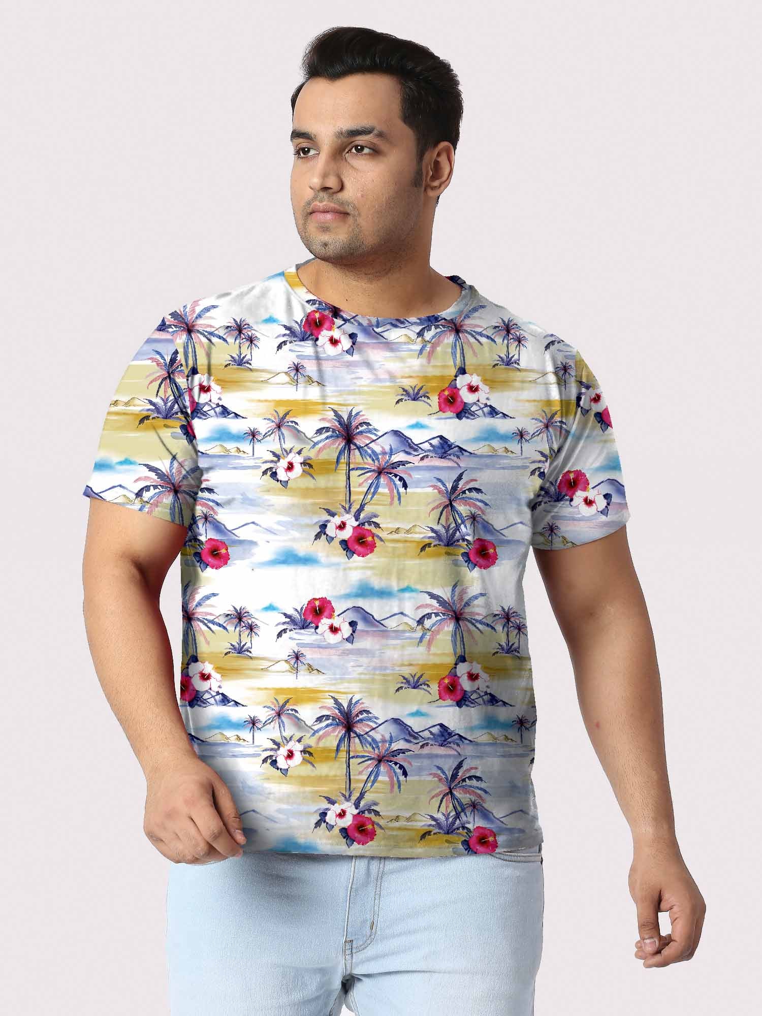 Hawain Digital Printed Plus Size T-shirt