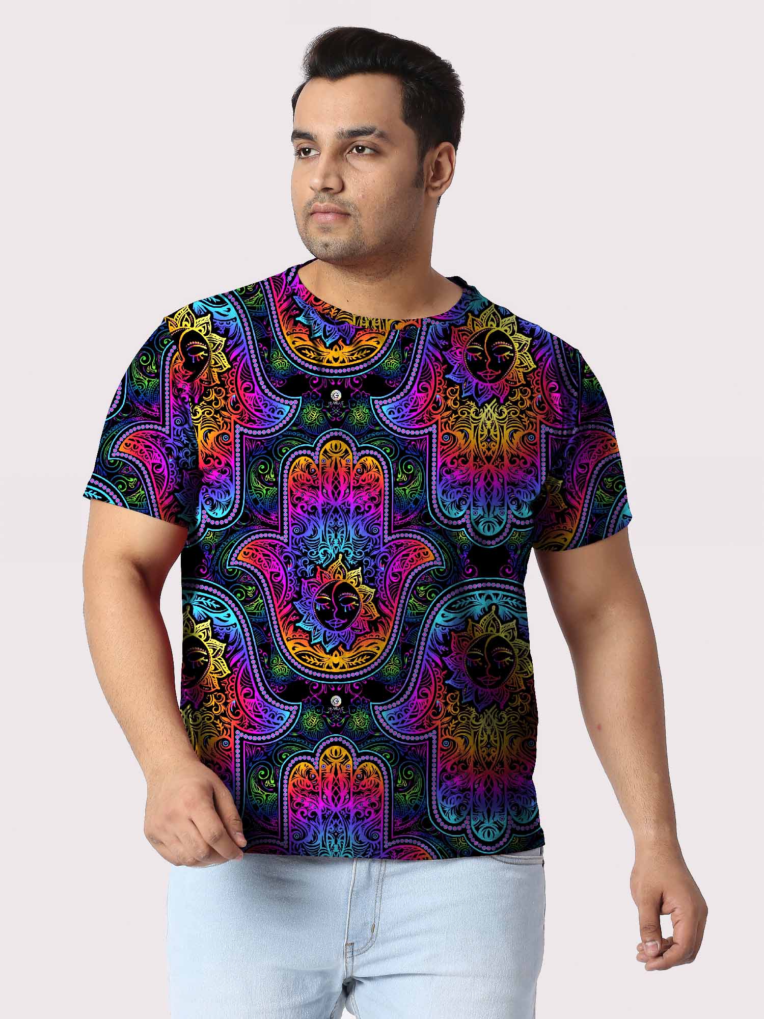 Indian Hamsa Digital Printed Plus Size T-shirt