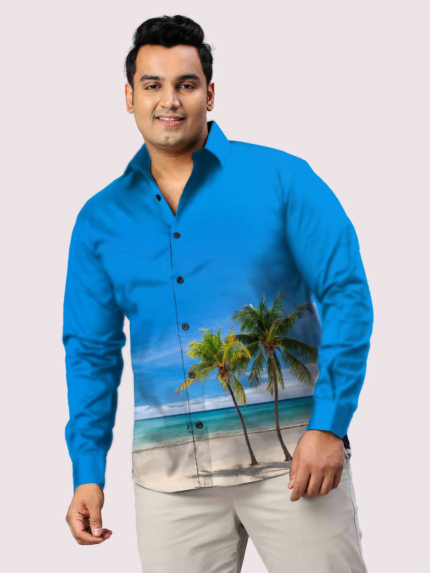 Island Beach  Printed Party Wear Shirts Men's Plus Size