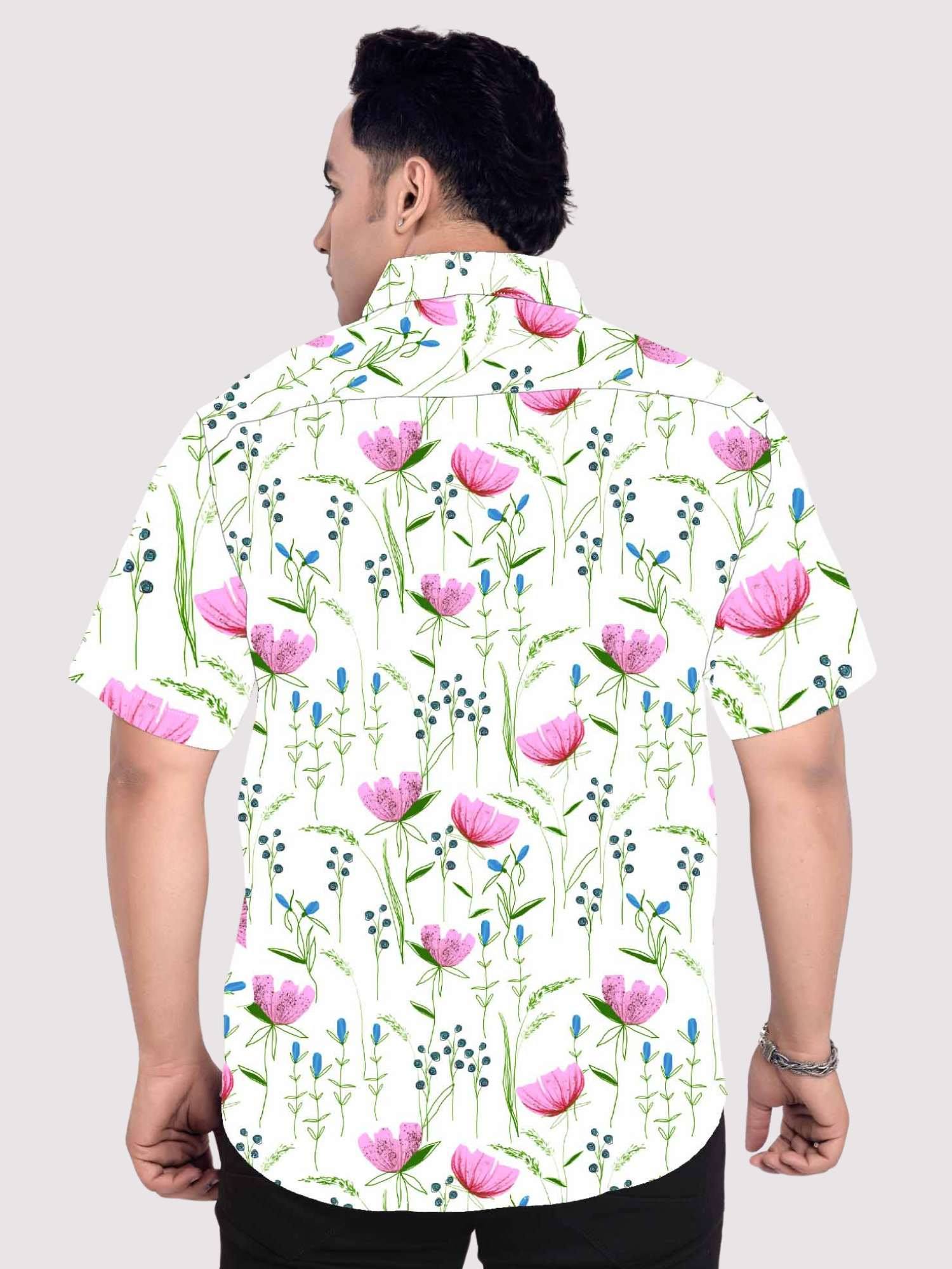 Lotus Linen Printed Shirt Men's Plus Size 