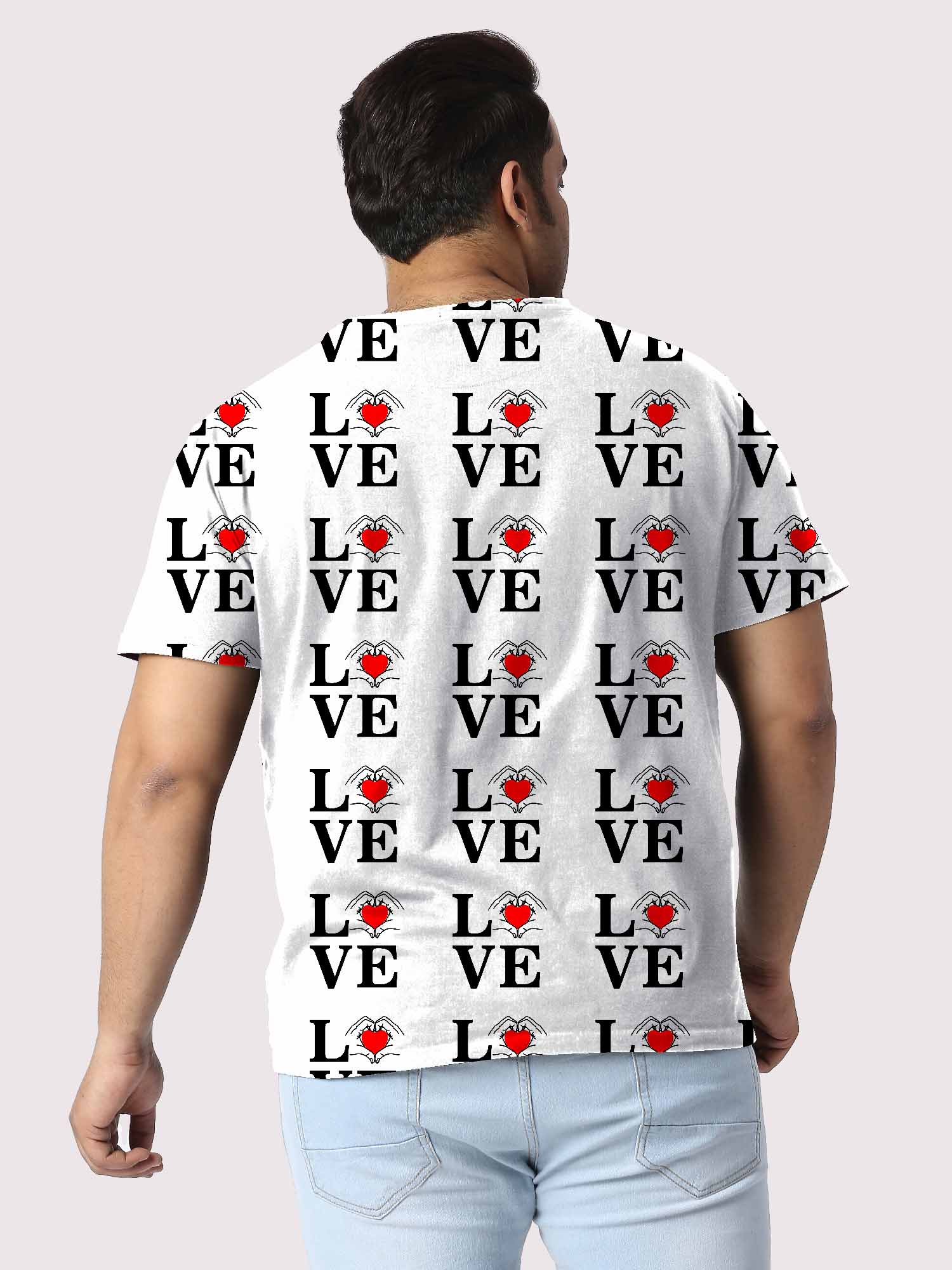 Love Digital Printed Plus Size T-shirt