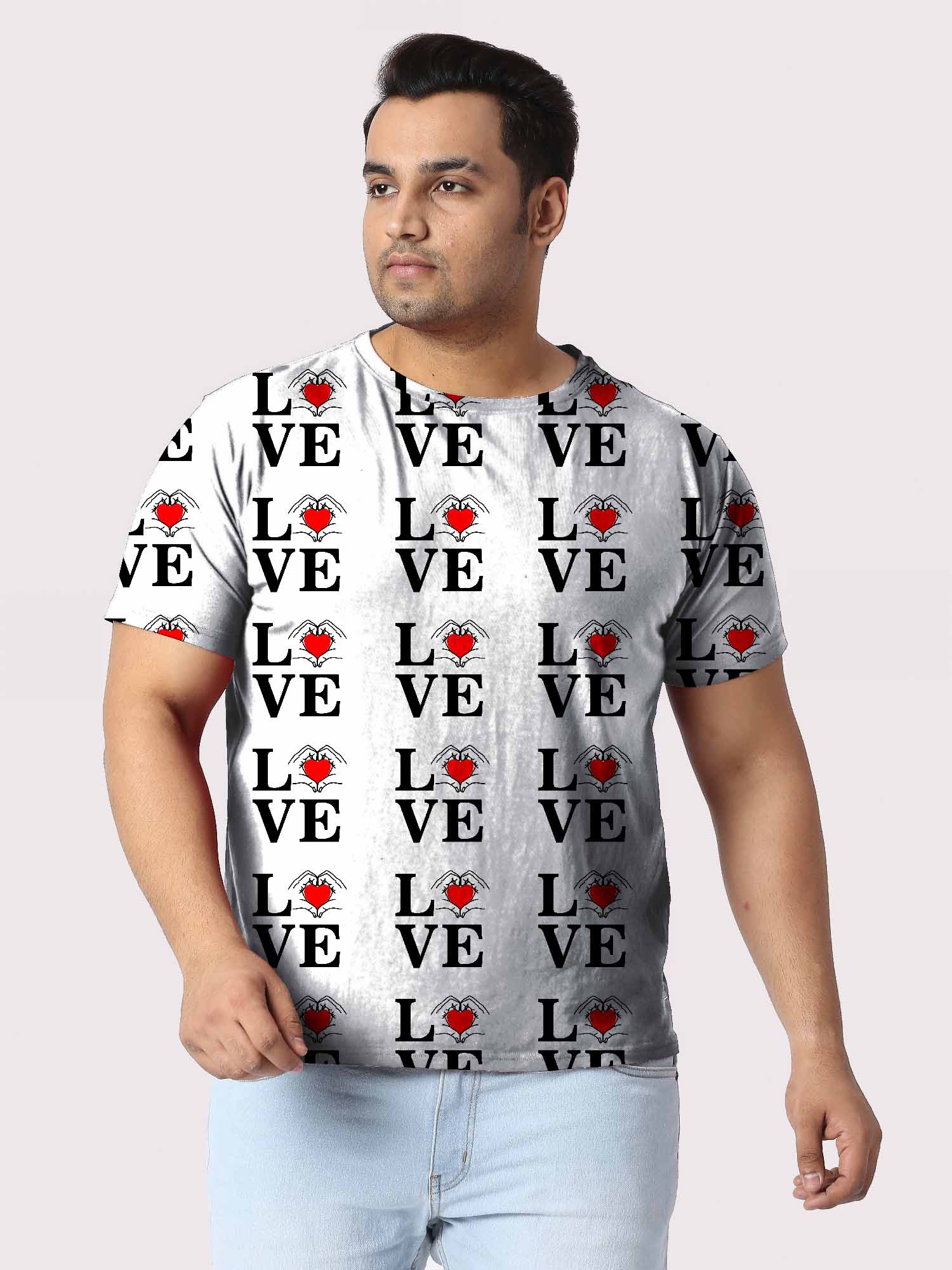 Love Digital Printed Plus Size T-shirt