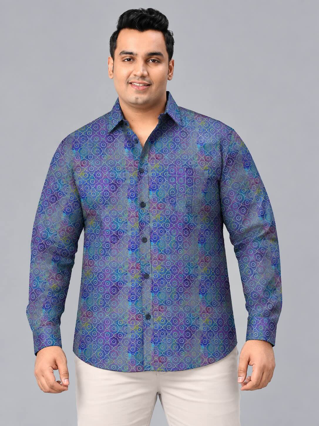 Aboriginal Artist Digital Printed Men's Plus Size Full Sleeve Shirt