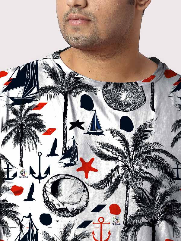 Marine Theme Digital Printed Plus Size T-shirt