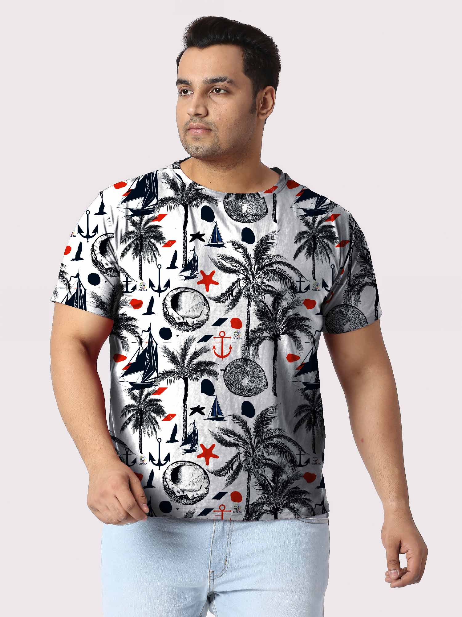 Marine Theme Digital Printed Plus Size T-shirt