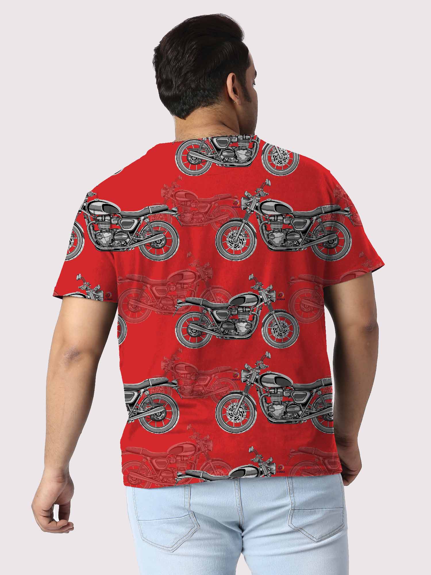 Motorcycle Pattern Digital Printed Plus Size T-Shirt