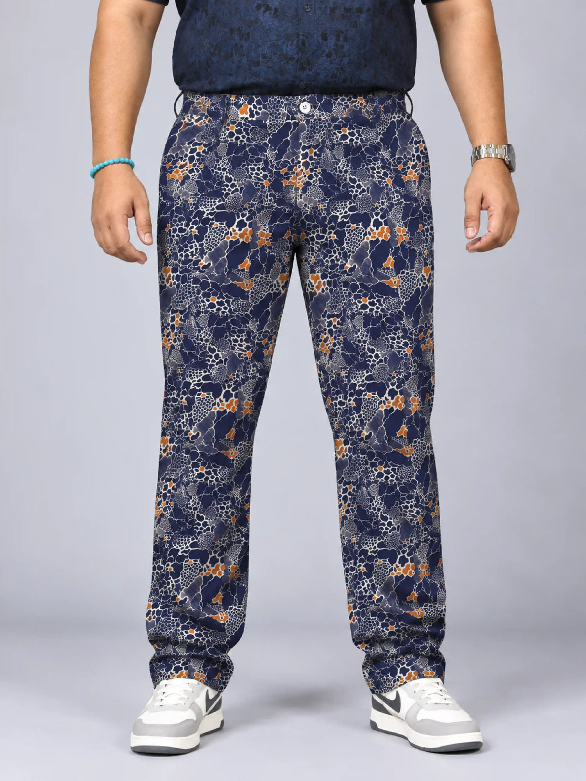Crackle Skin Digital Printed Twill Lycra Men's Plus Size Full Pant