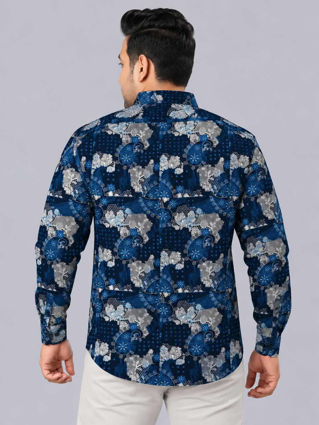 Ethnic Abstract. Digital Printed Men's Plus Size Full Sleeve Shirt