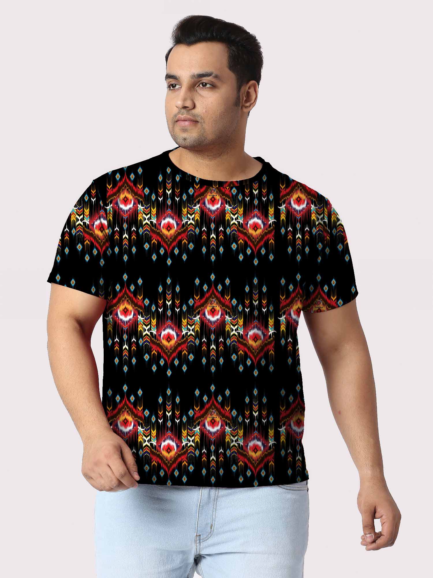 Oriental Ethnic Digital Printed Plus Size T-Shirt