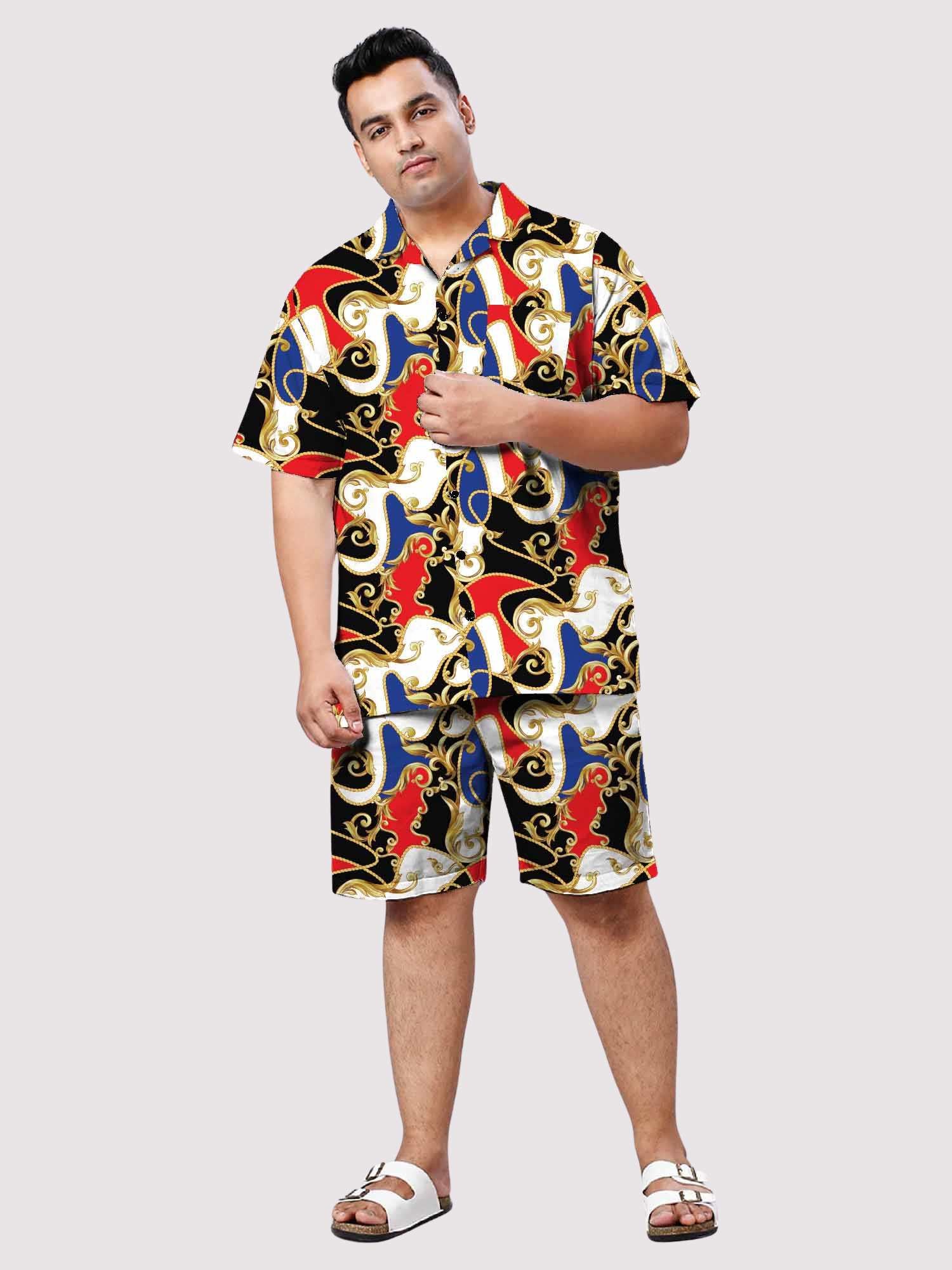 Regal Luxe Digital Printed Half Co-ords Men's Plus Size