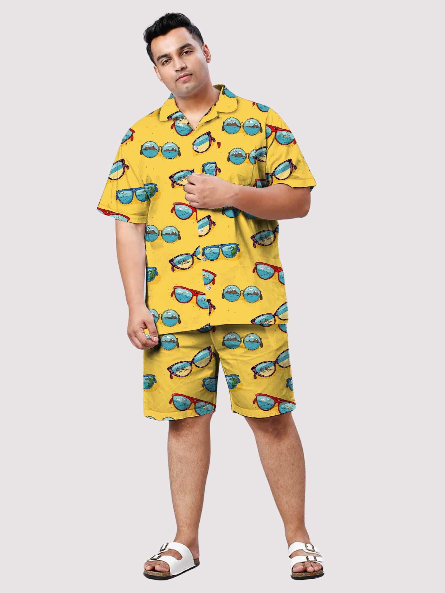 Sunny Shades Digital Printed Half Co-ords Men's Plus Size