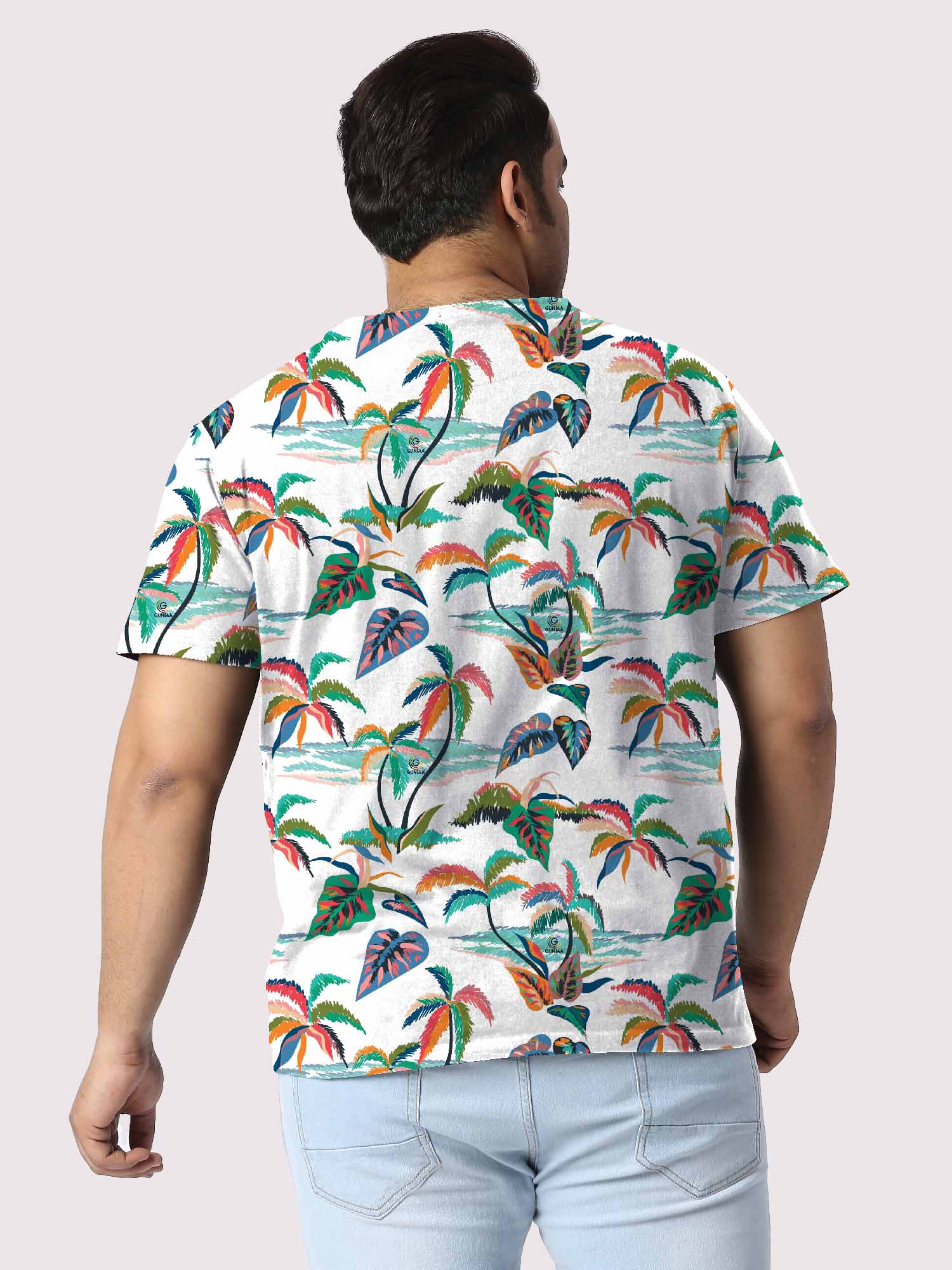 Tropical Beach Digital Printed Plus Size T-Shirt