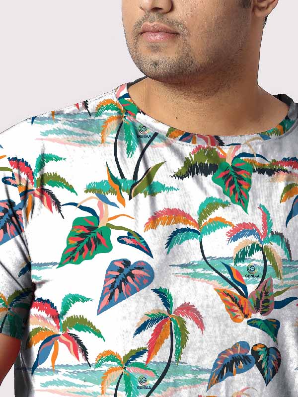 Tropical Beach Digital Printed Plus Size T-Shirt