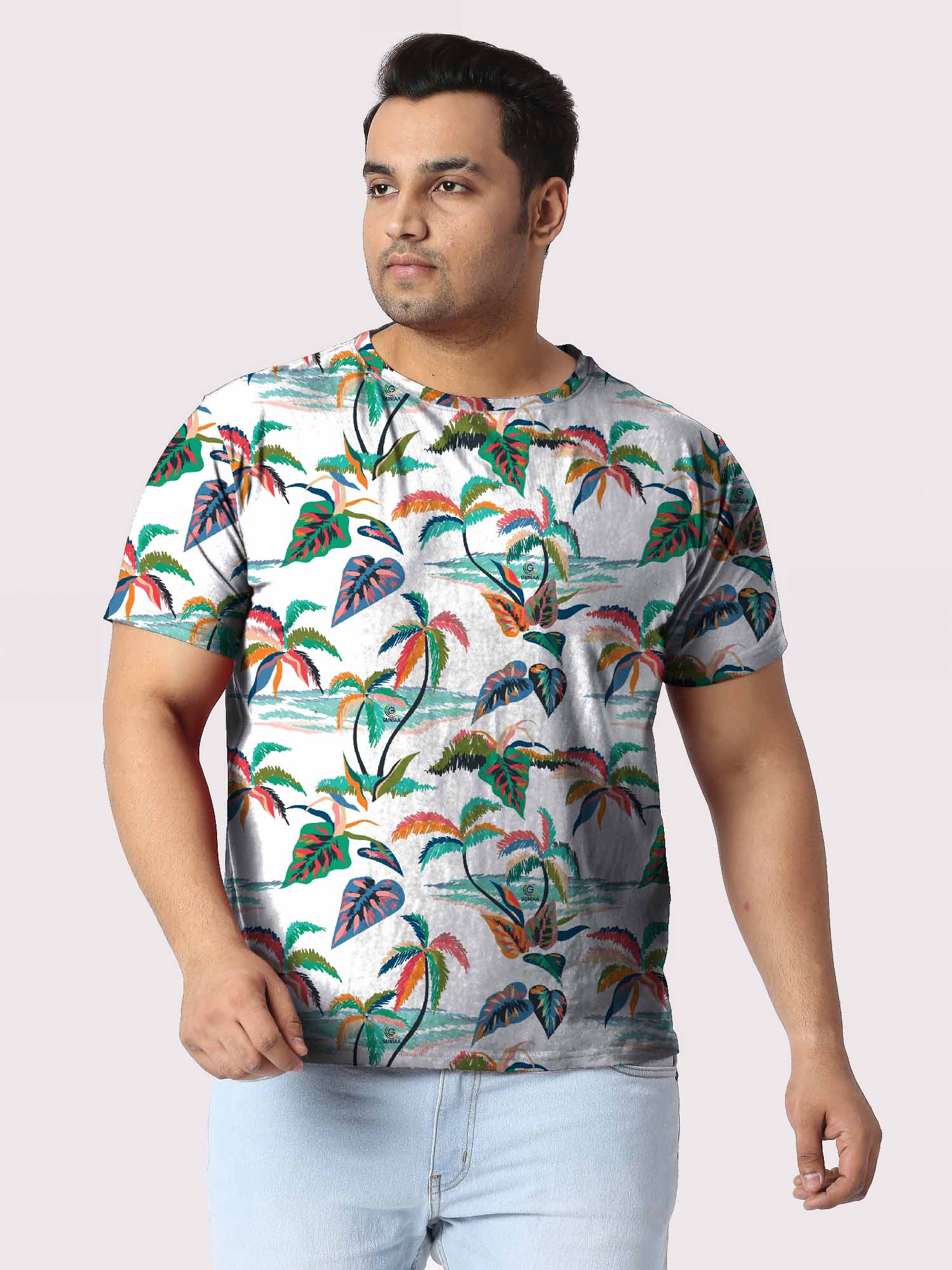 Tropical Beach Digital Printed Plus Size T-Shirt