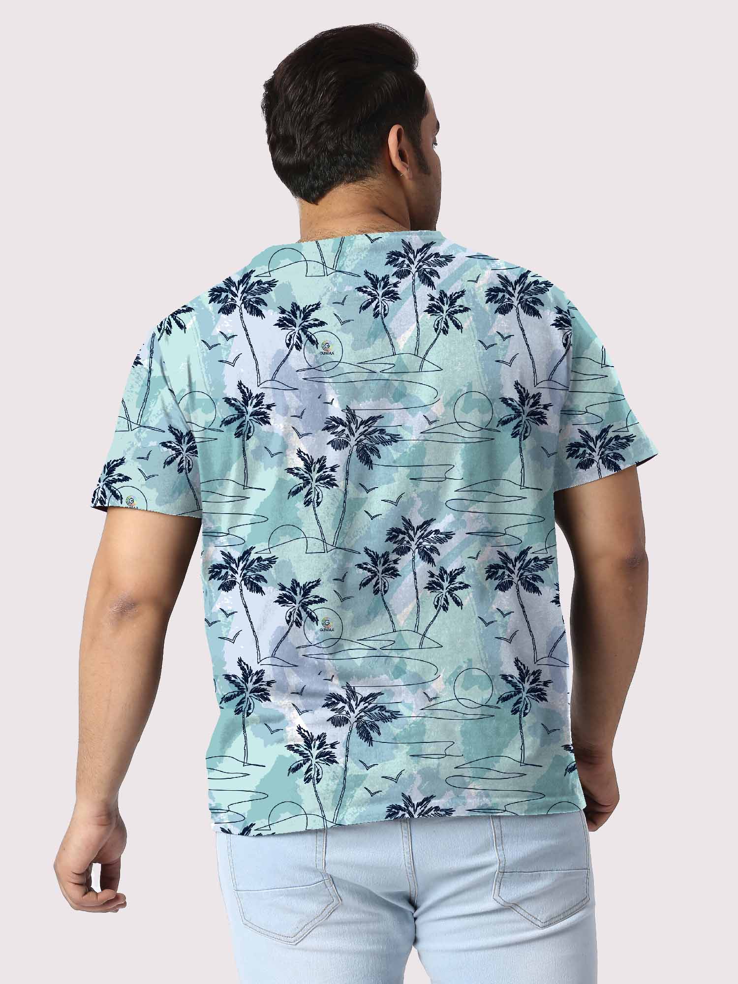 Tropical Oasis Island Digital Printed Plus Size T-Shirt