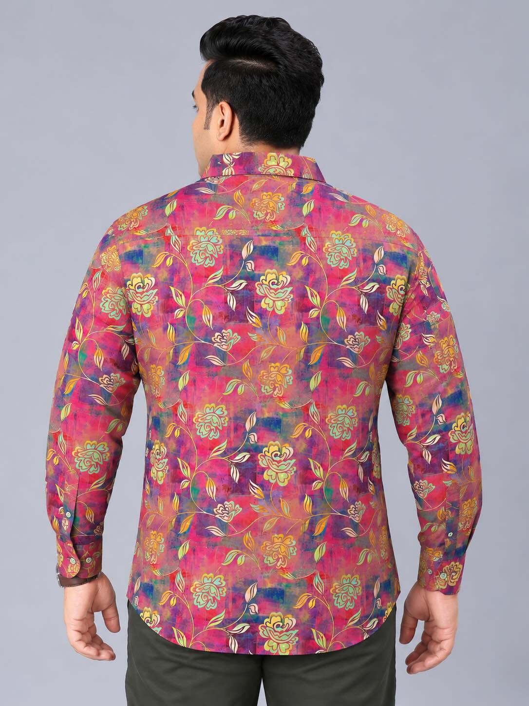 Bold Floral Digital Printed Men's Plus Size Full Sleeve Shirt