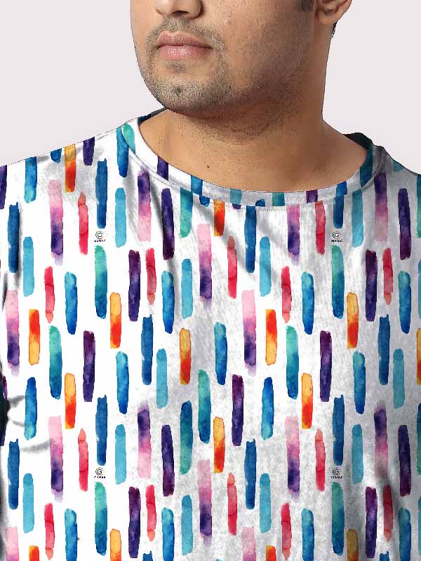 Watercolor Brush Digital Printed Plus Size T-Shirt