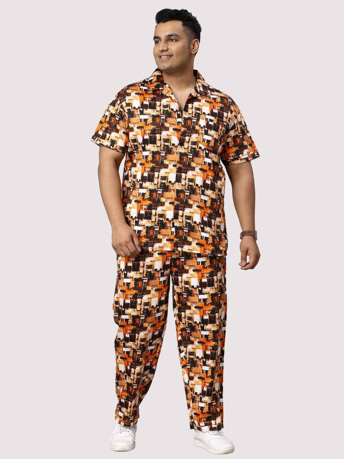 Abstract Flame Digital Printed Full Co-Ords Men's Plus Size - Guniaa Fashions