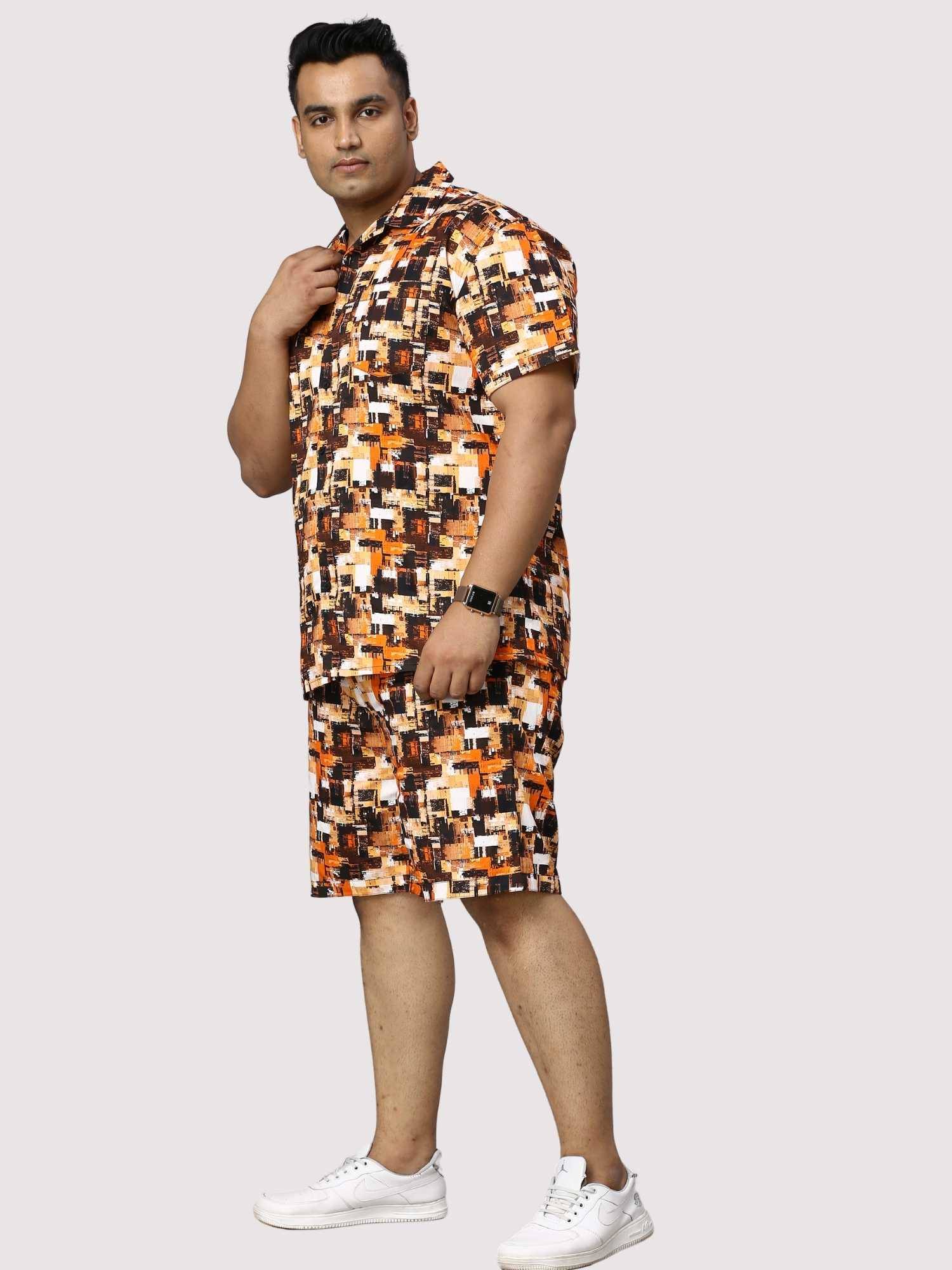 Abstract Flame Digital Printed Half Sleeve Co-Ords Men's Plus Size - Guniaa Fashions