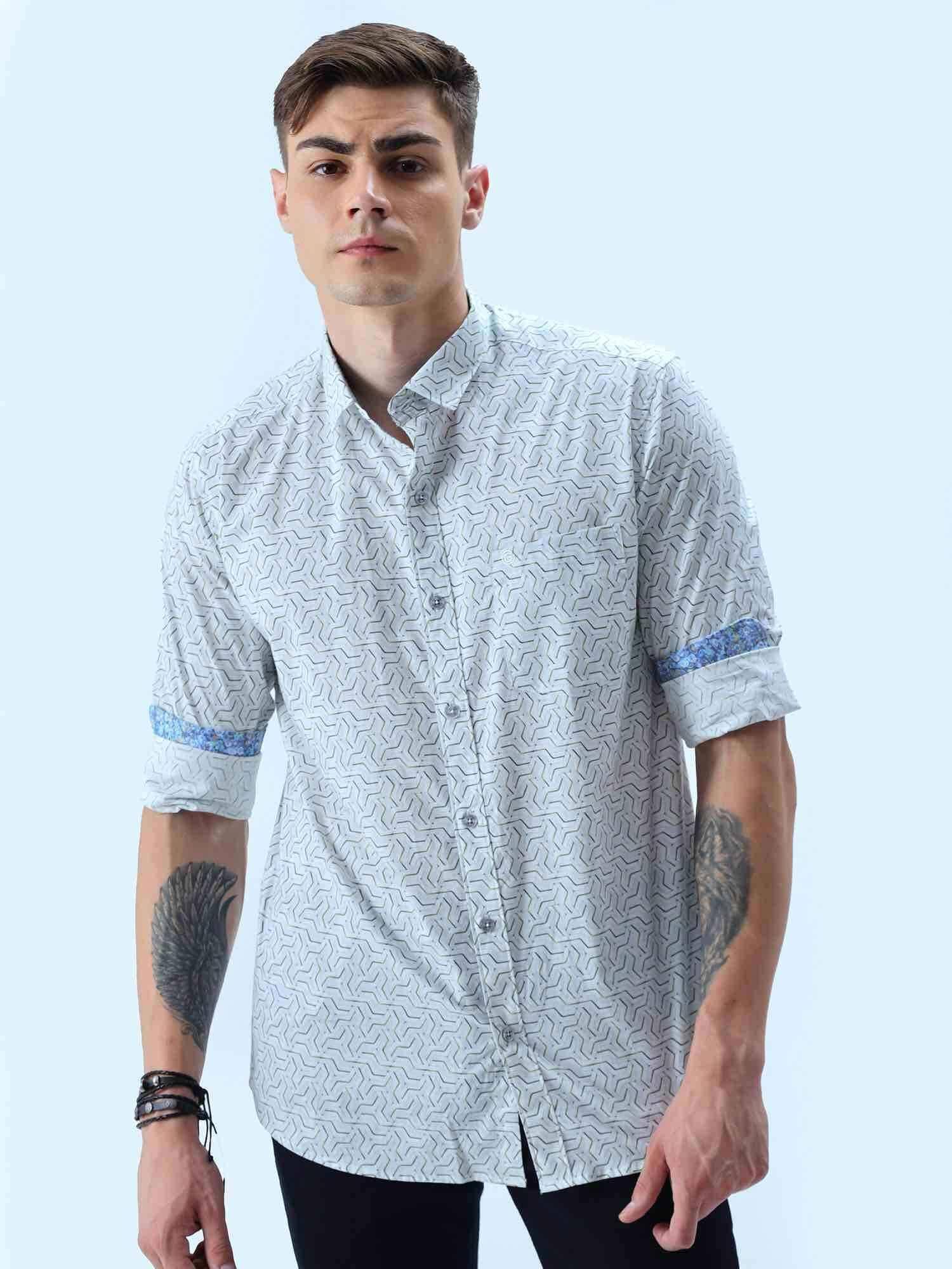 Abstract Geometric Pattern Digital Printed Shirt Men's Plus Size - Guniaa Fashions