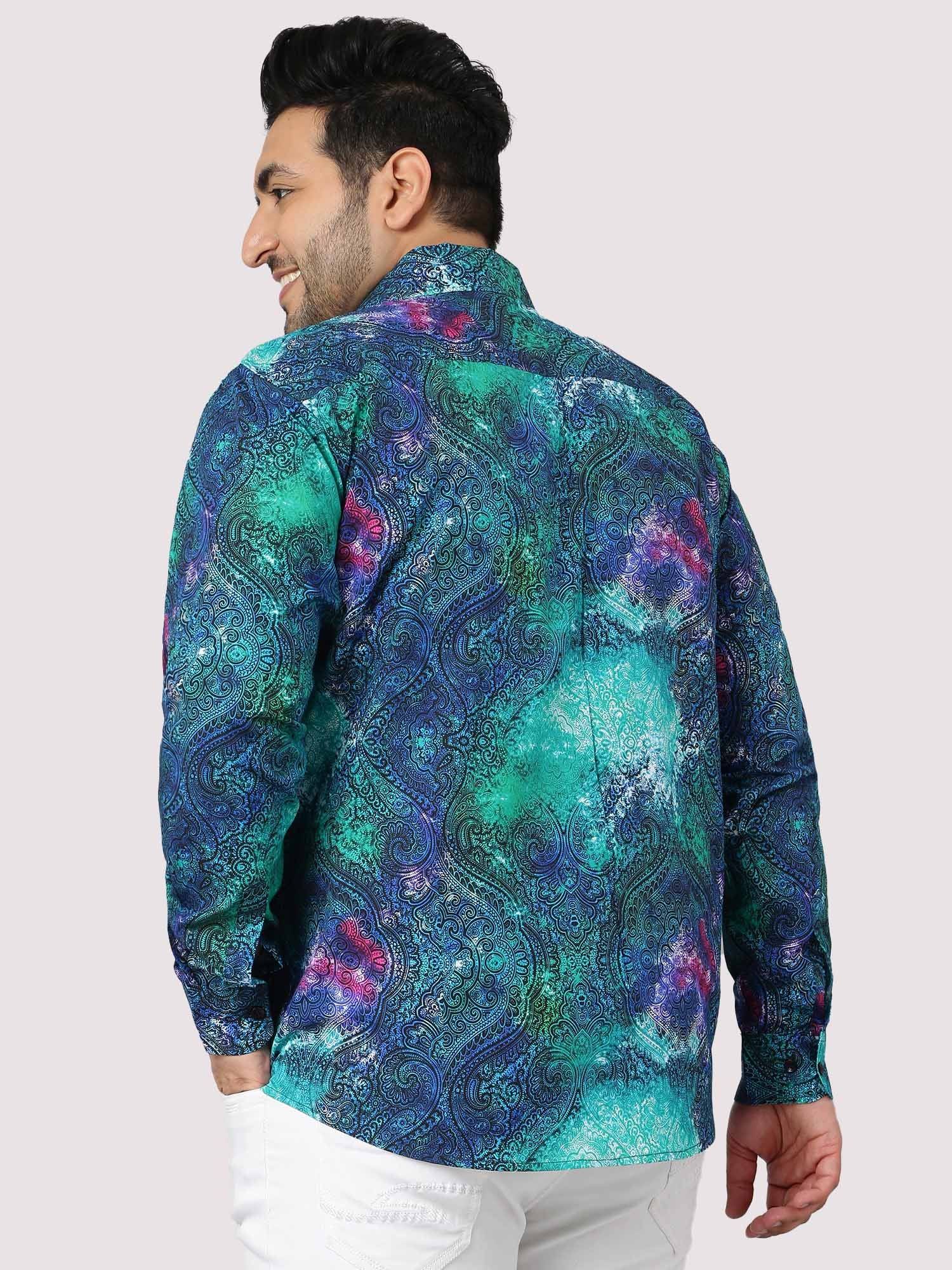 Abstract Green Blue Full Sleeve Men's Plus Size - Guniaa Fashions