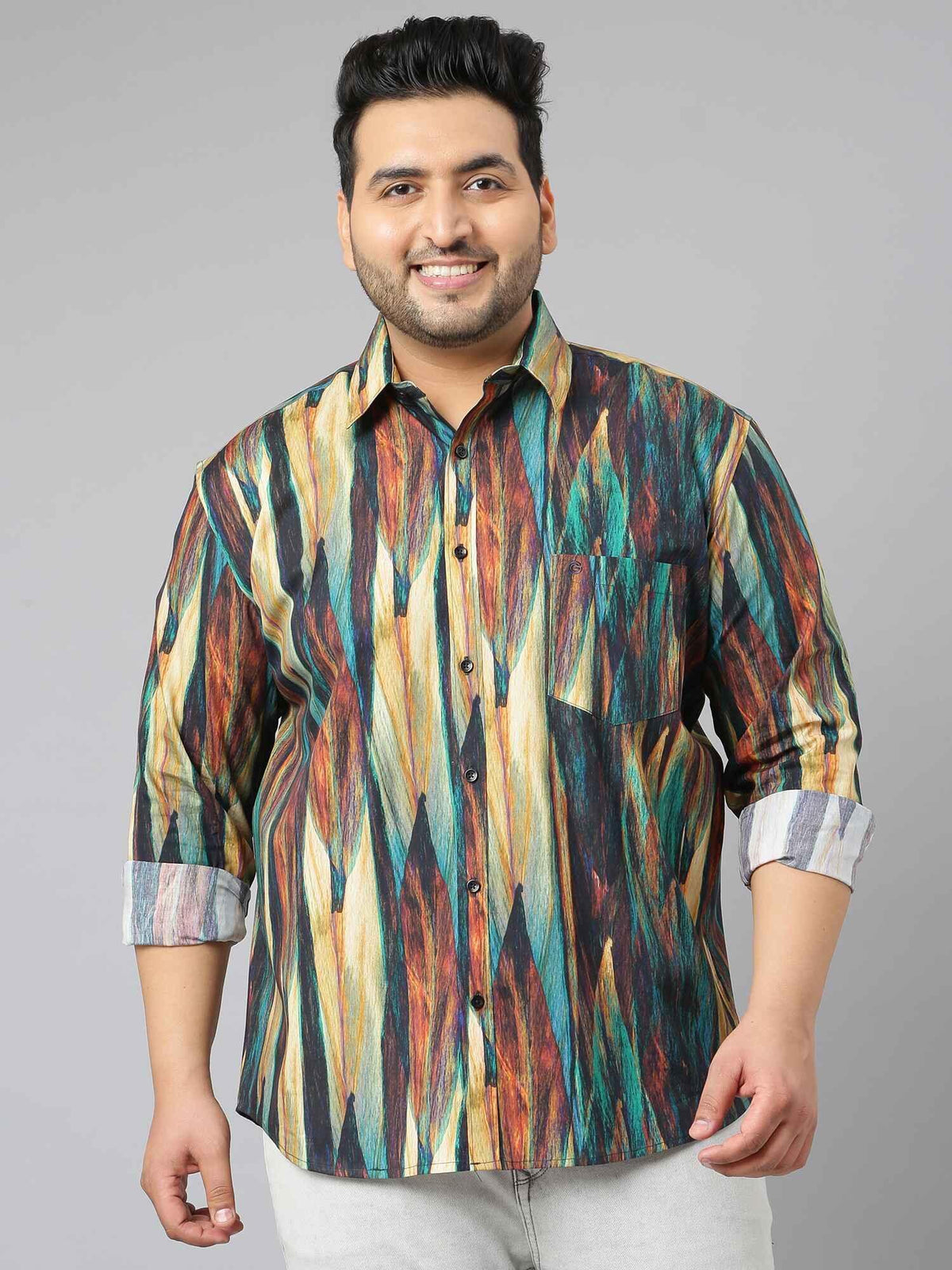 Abstract Print Designer Shirt Men's Plus Size - Guniaa Fashions
