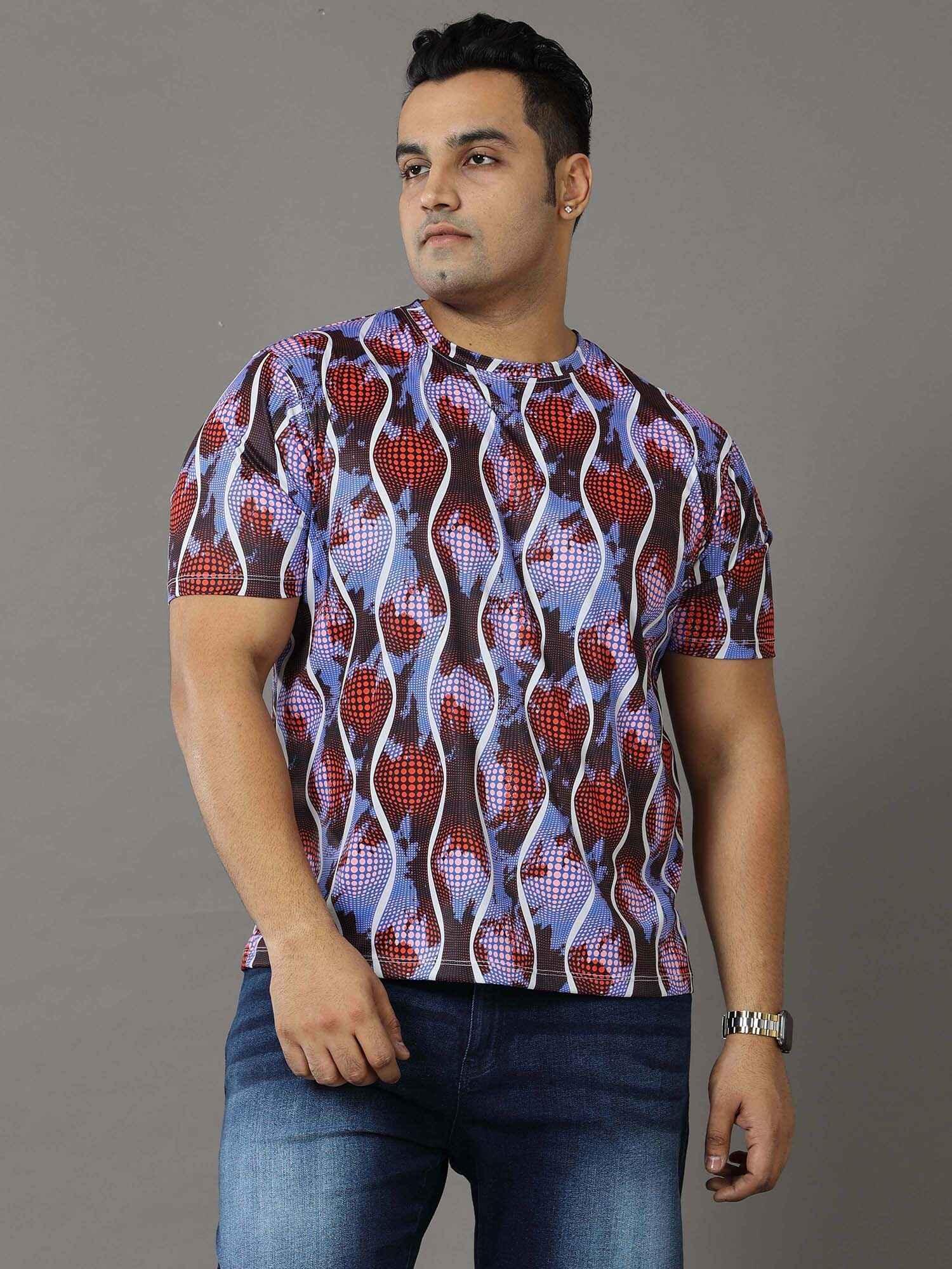 Abstract Printed Round Neck T-Shirt Men's Plus Size - Guniaa Fashions