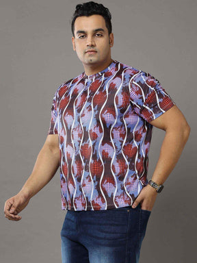 Abstract Printed Round Neck T-Shirt Men's Plus Size - Guniaa Fashions