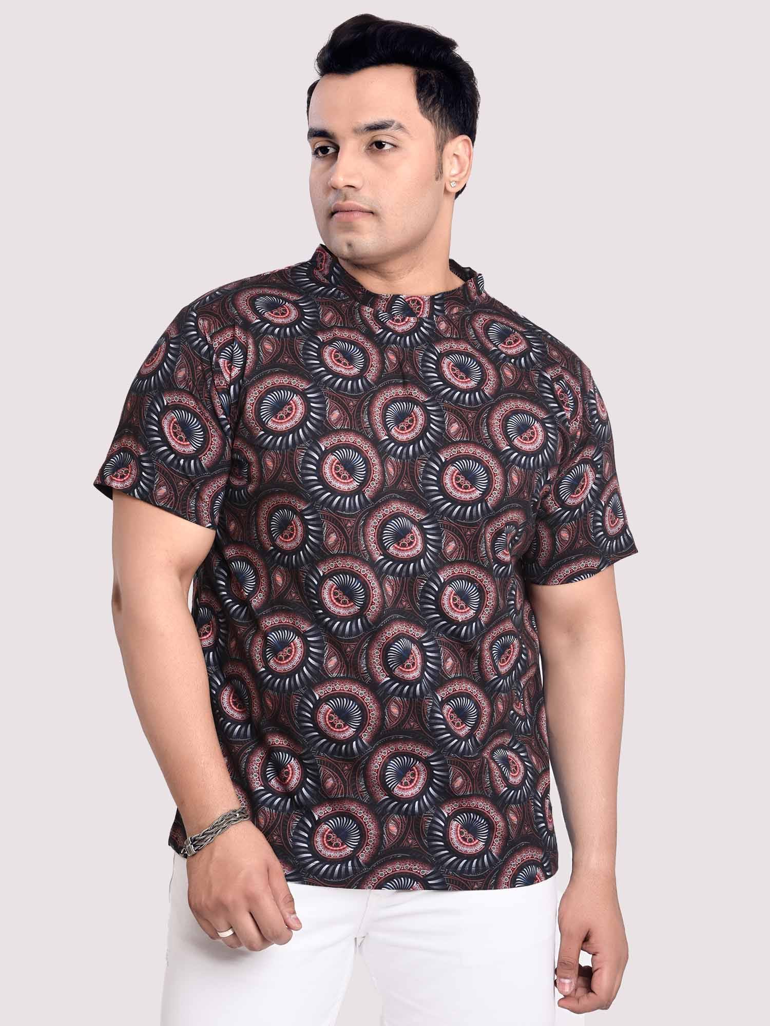 Ajrakh Digital Printed Round Neck T-Shirt Men's Plus Size - Guniaa Fashions