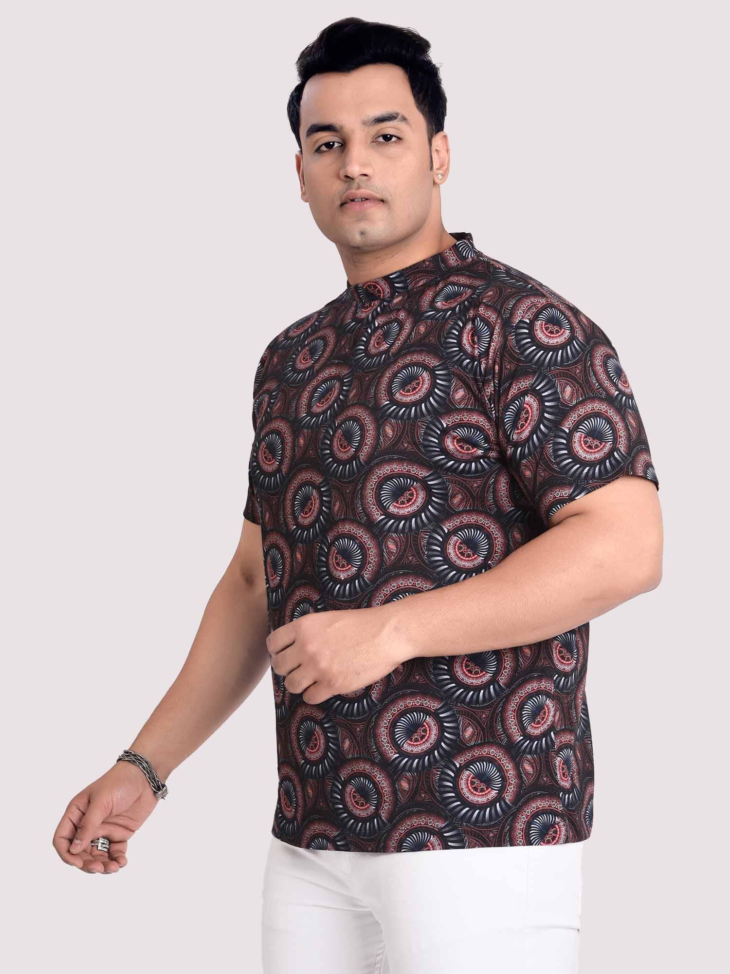 Ajrakh Digital Printed Round Neck T-Shirt Men's Plus Size - Guniaa Fashions
