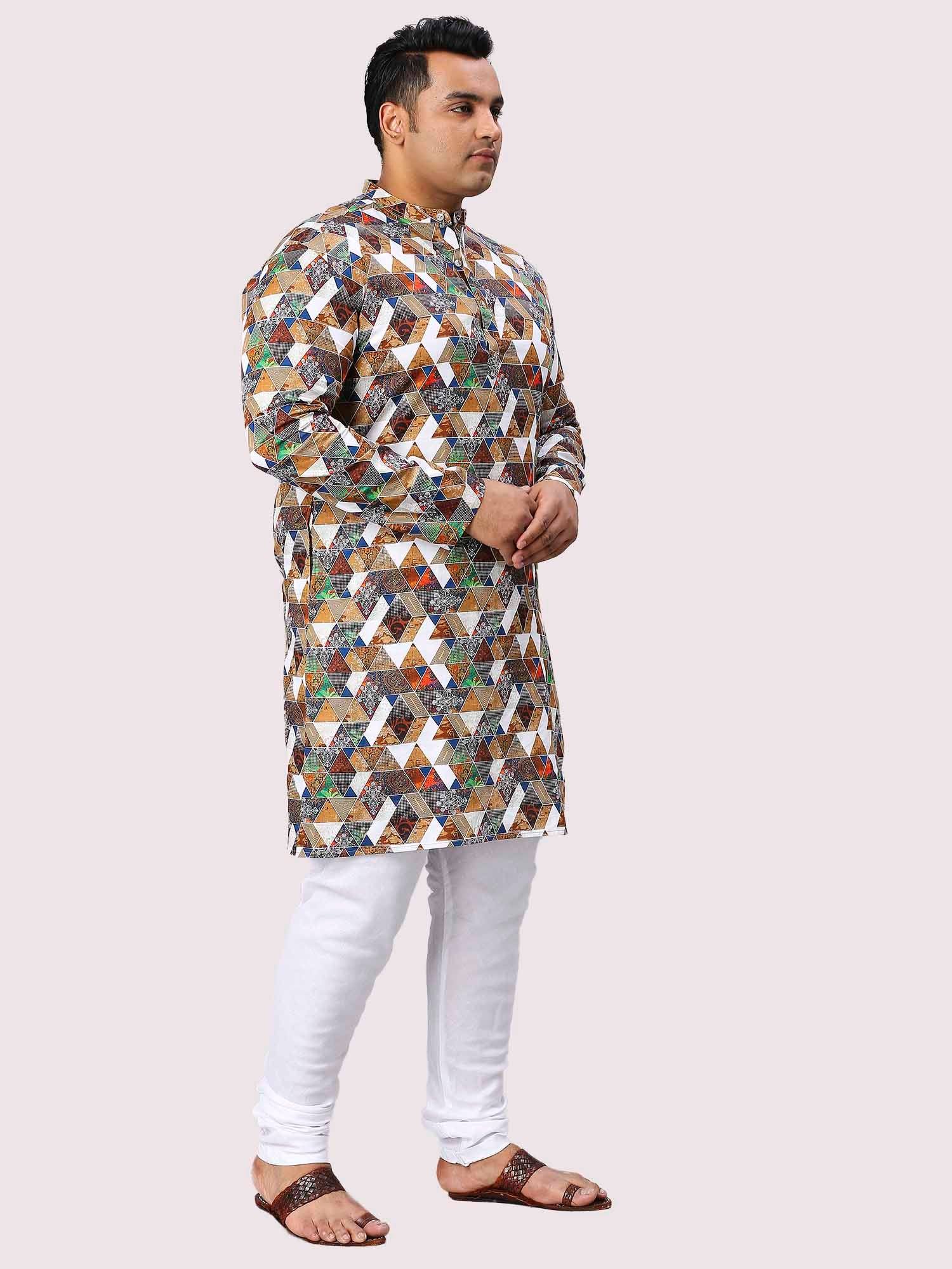 Almond Digital Printed Men's Plus Size Kurta - Guniaa Fashions