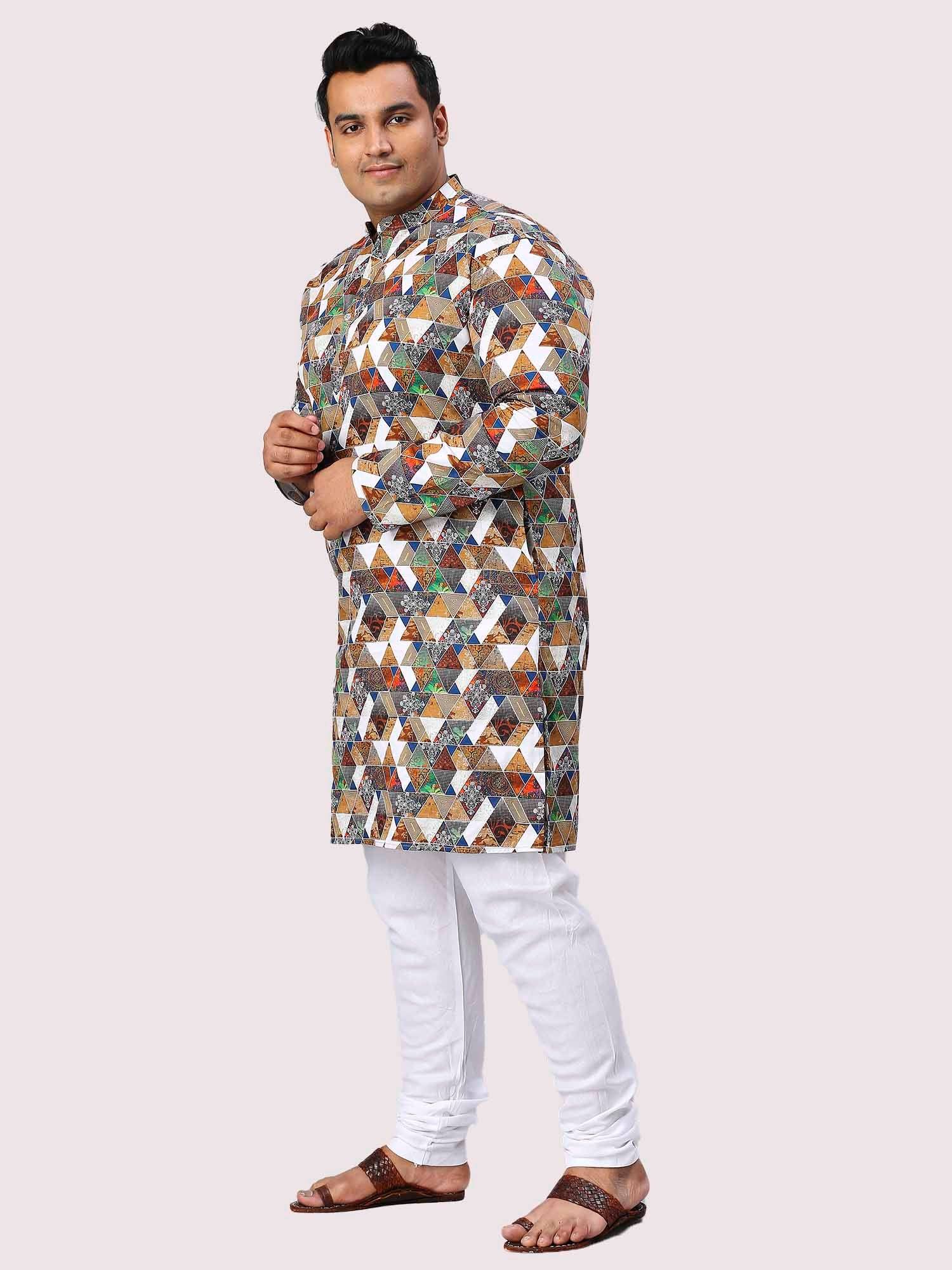 Almond Digital Printed Men's Plus Size Kurta - Guniaa Fashions