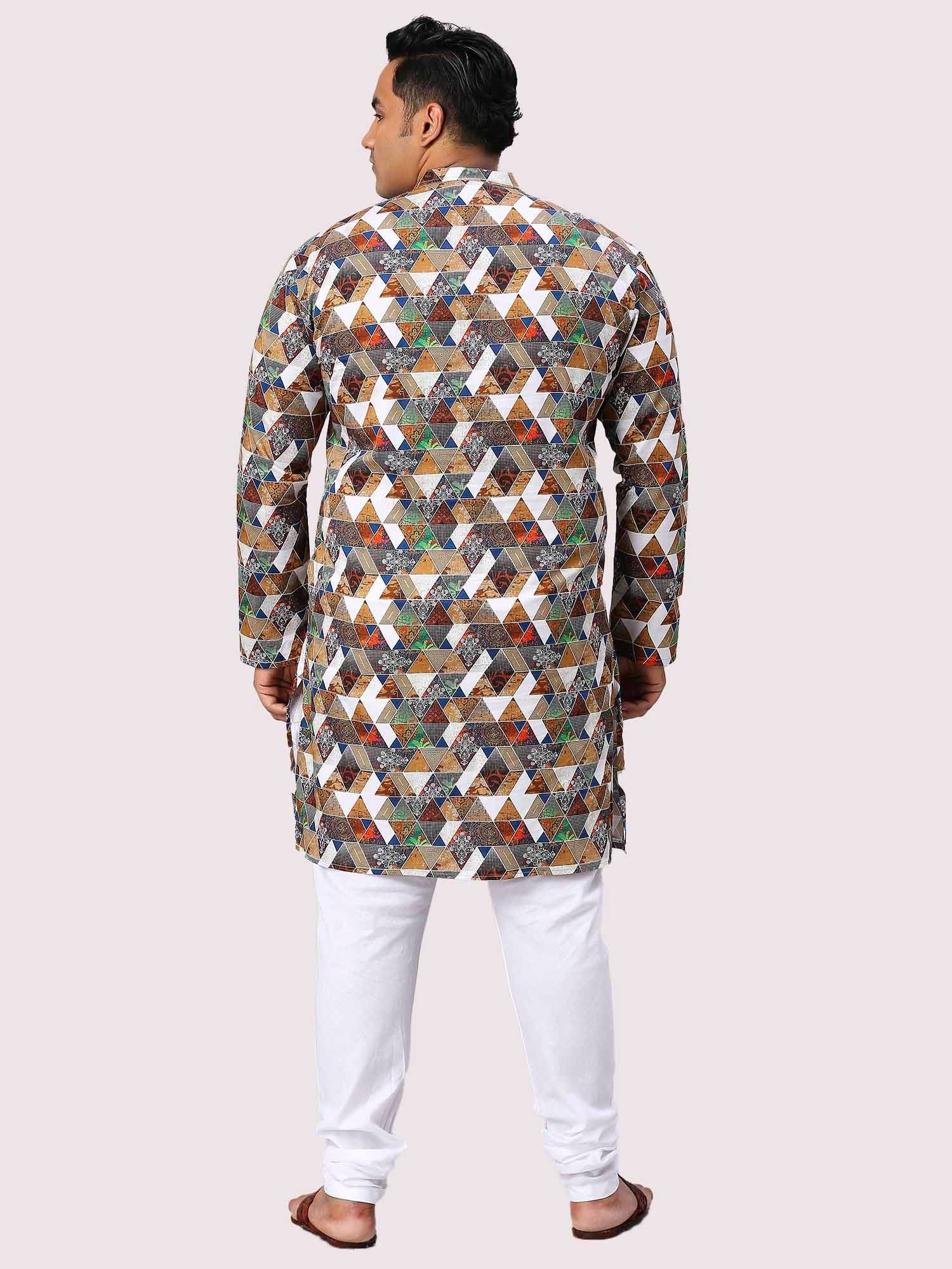 Almond Digital Printed Men's Plus Size Kurta - Guniaa Fashions