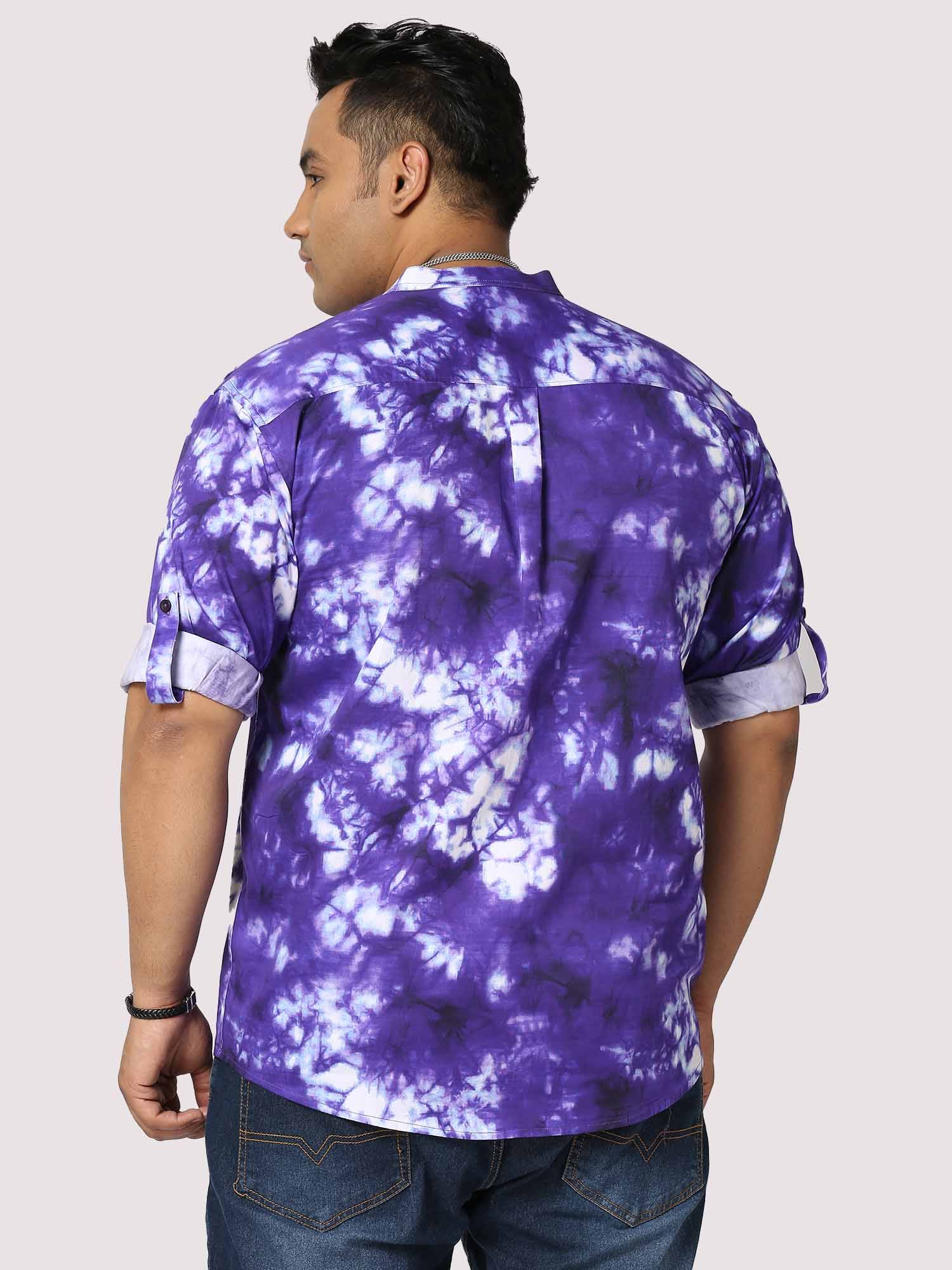 Amethyst Digital Printed Chinese Collar Men's Plus Size Full Shirt - Guniaa Fashions