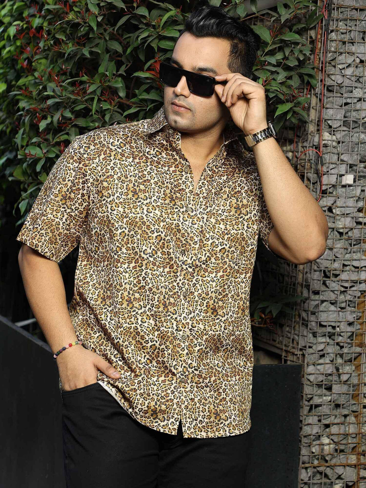 animal print dress shirt men TOM FORD Men's Leopard-Print Dress Shirt