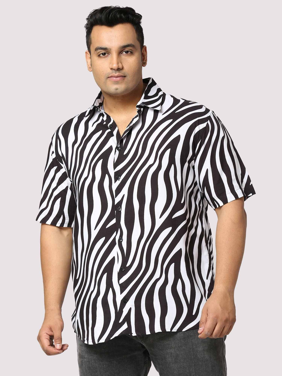 Animal Techno Digital Printed Half Shirt Men's Plus Size - Guniaa Fashions