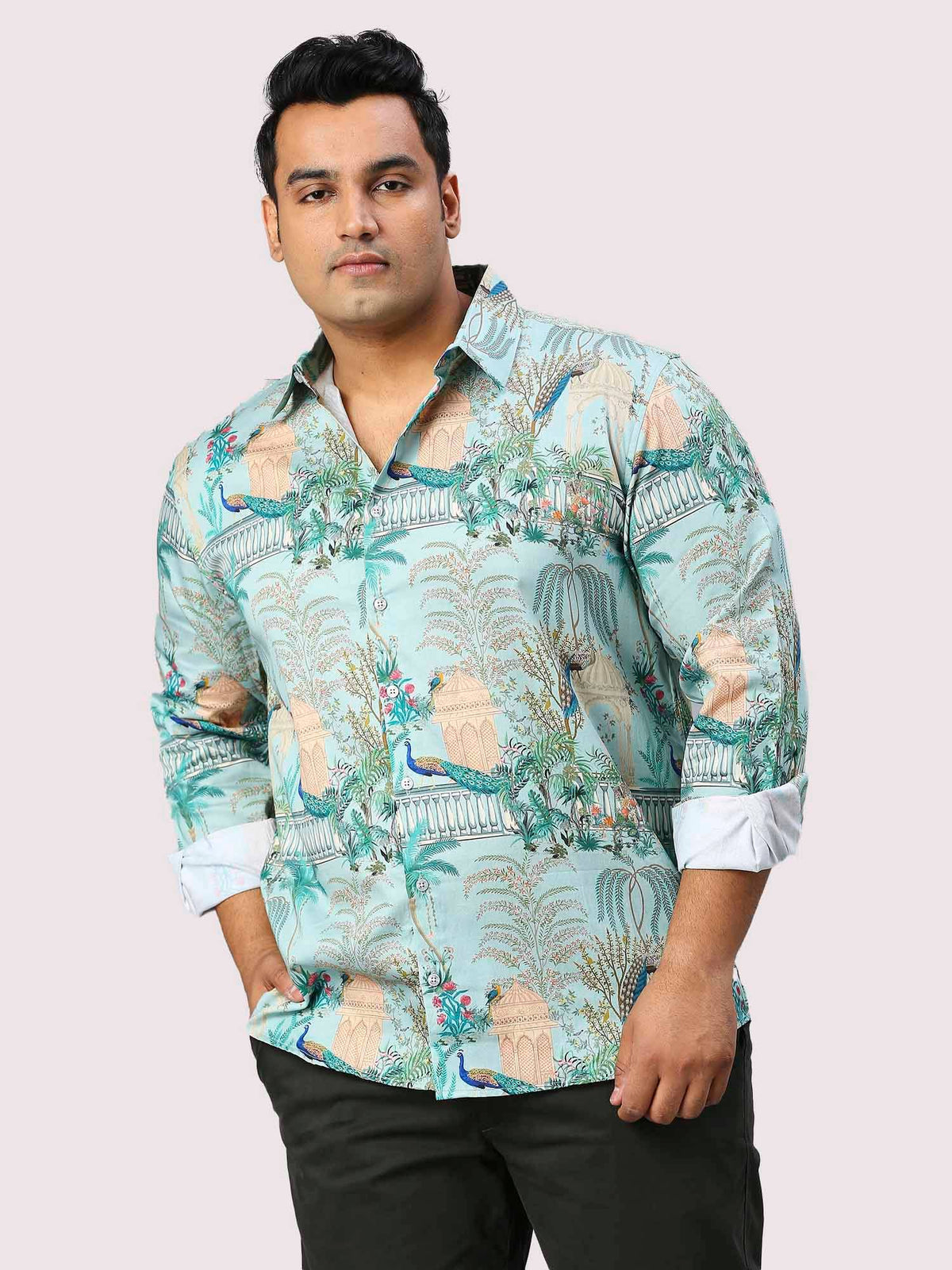 Aqua Island Digital Printed Full Sleeve Men's Plus Size Shirt - Guniaa Fashions