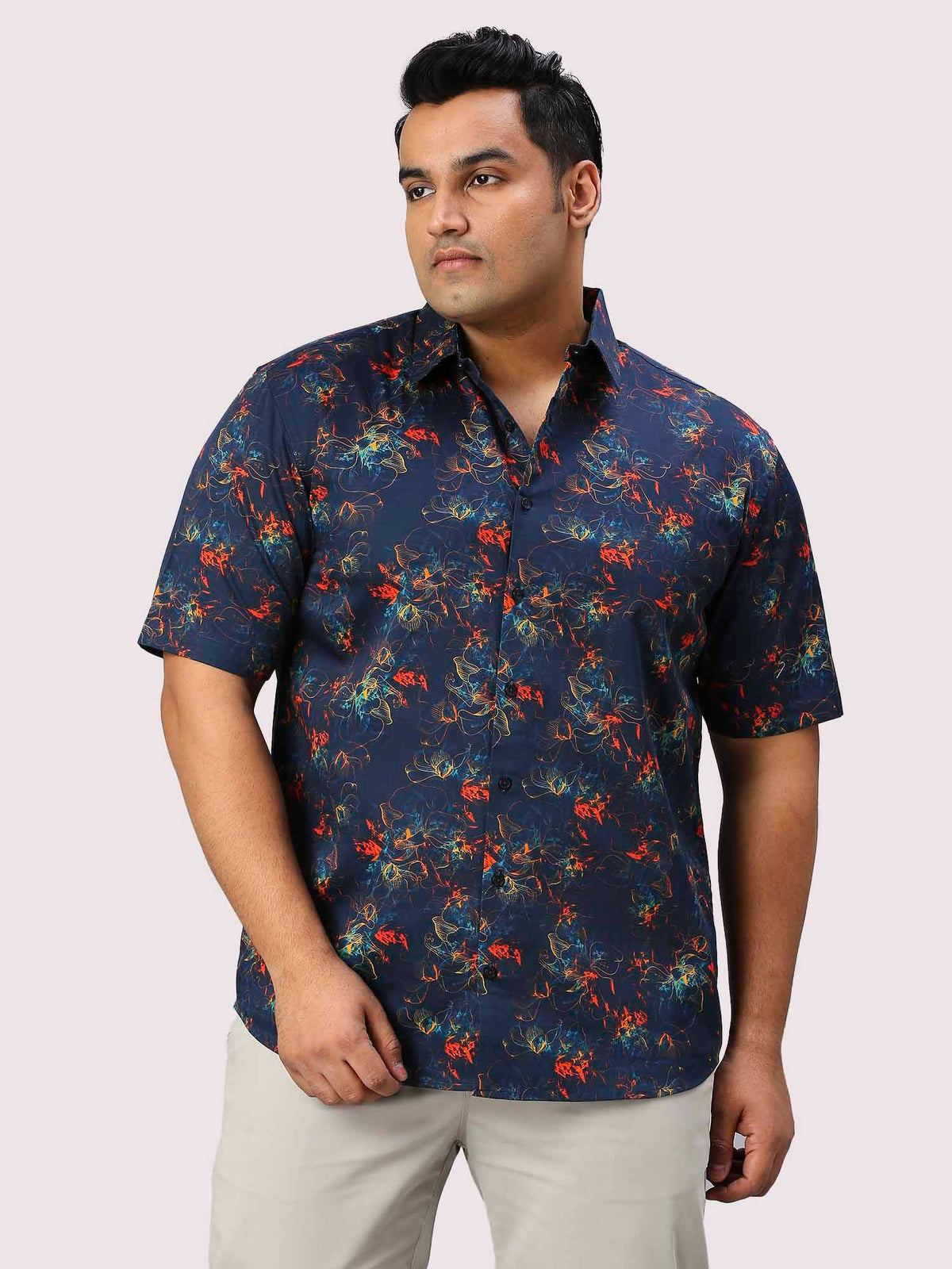 Aster Printed Half Sleeve Men's Plus Size Shirt - Guniaa Fashions