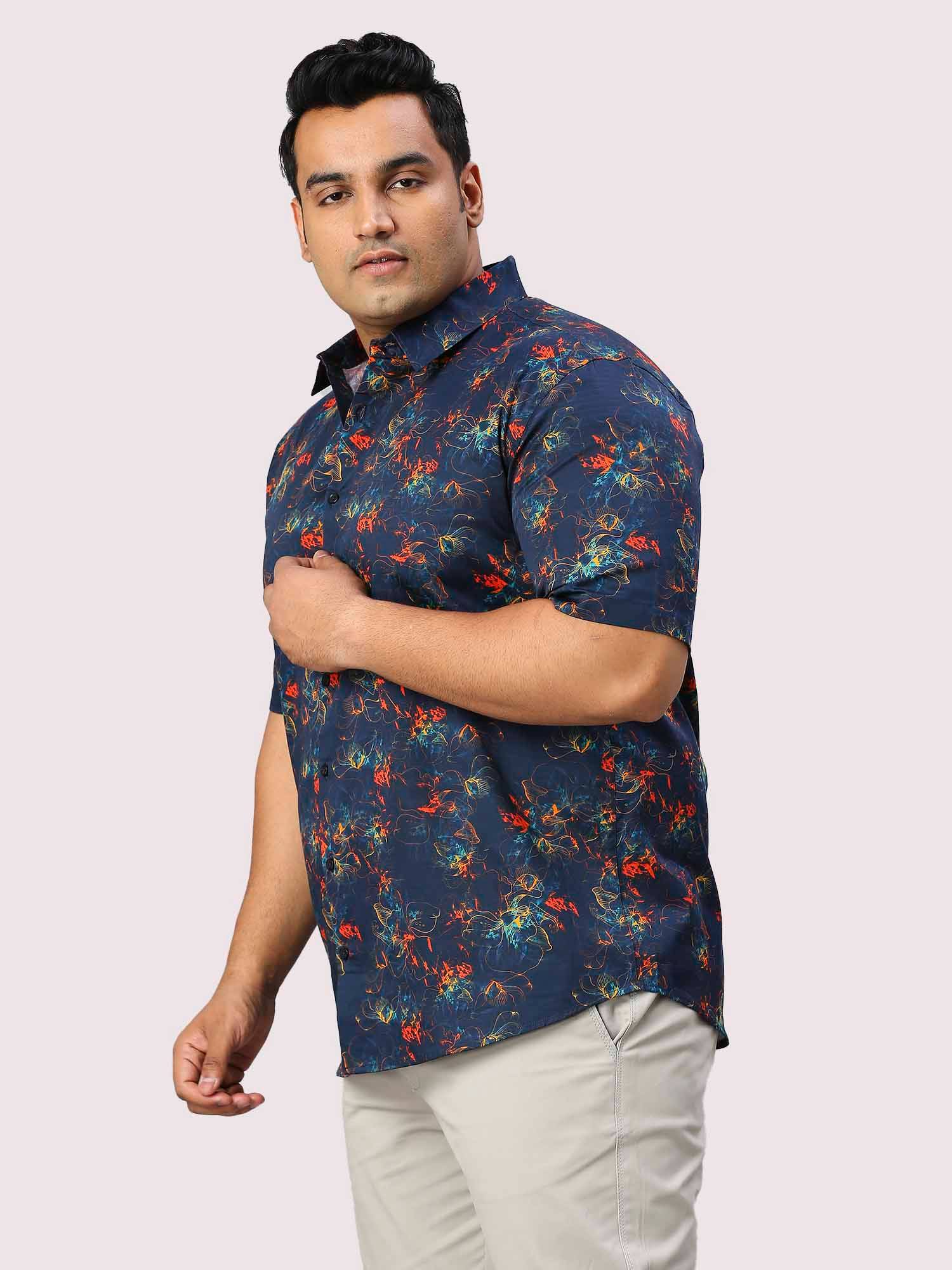 Aster Printed Half Sleeve Men's Plus Size Shirt - Guniaa Fashions