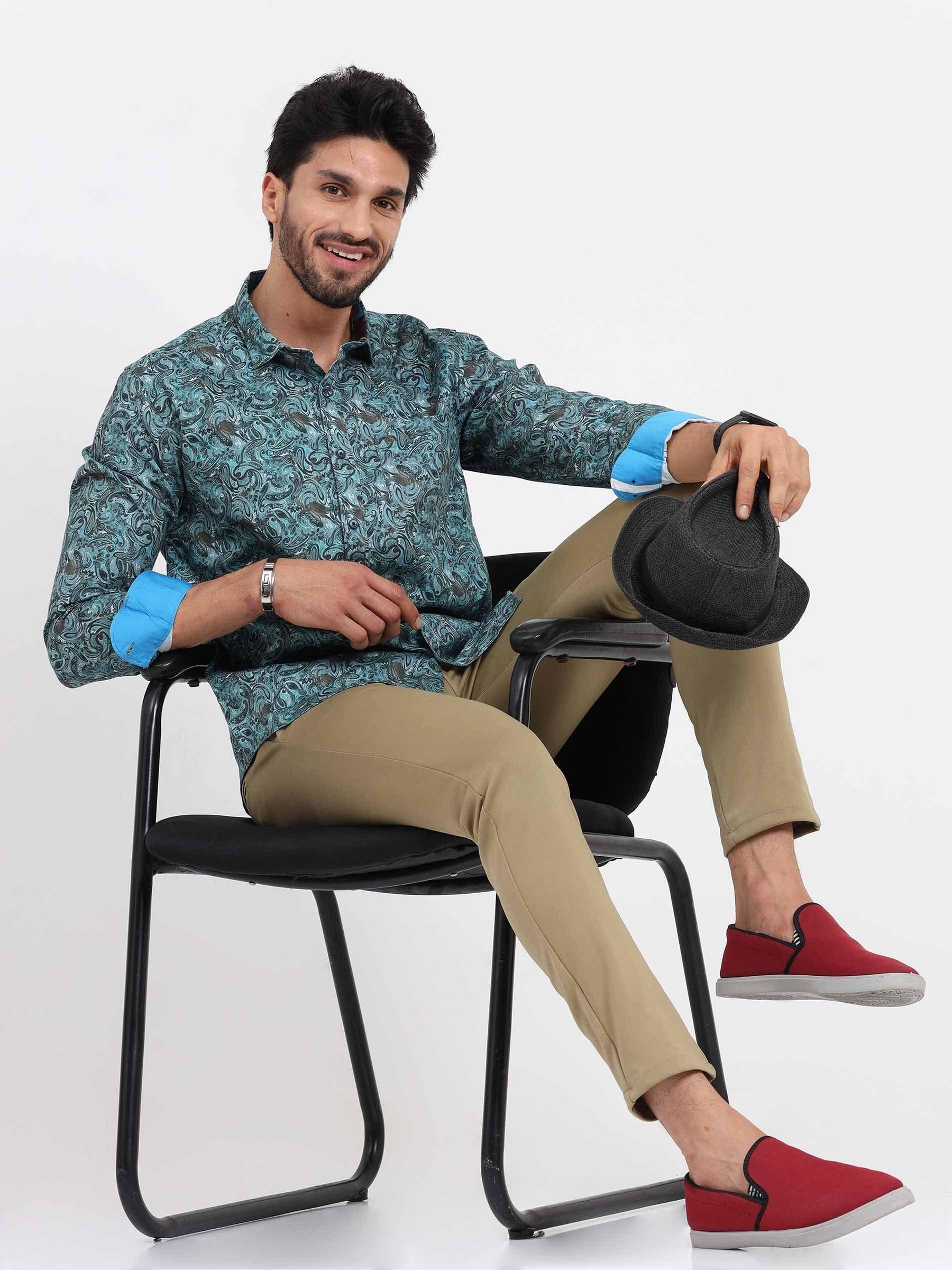 Azure Abstract Printed Full Sleeve Shirt - Guniaa Fashions