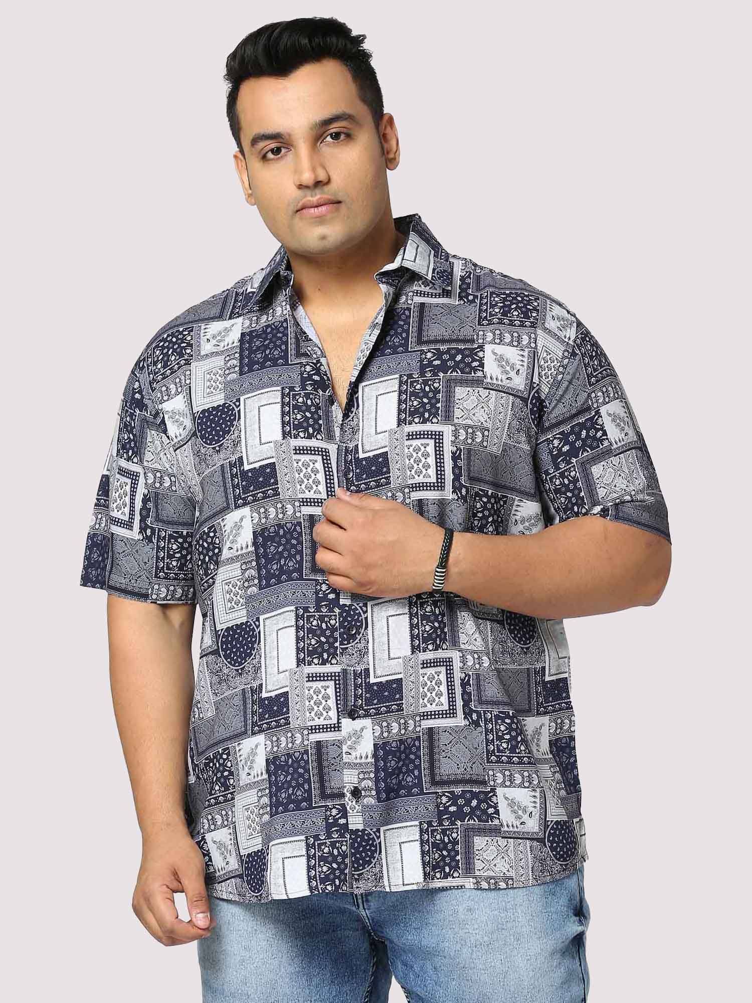 Battleship Digital Printed Half Shirt Men's Plus Size - Guniaa Fashions