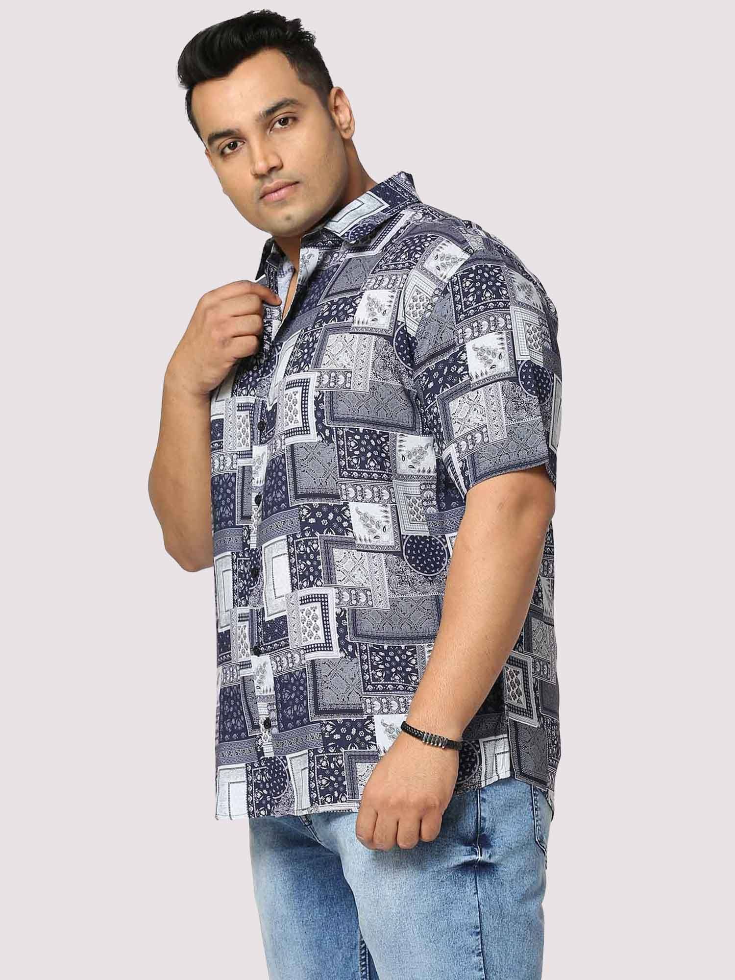 Battleship Digital Printed Half Shirt Men's Plus Size - Guniaa Fashions